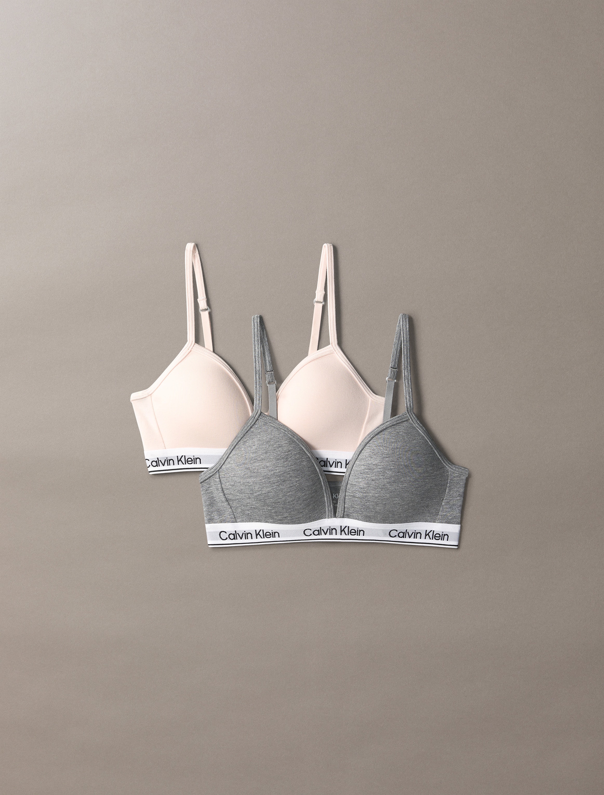 Damen Triangel-BH "2PK TRIANGLE", CALVIN KLEIN UNDERWEAR, Gr. 140, rosa, Jersey, Obermaterial: 95% Baumwolle, 5% Elasthan, BHs, mit Logobund