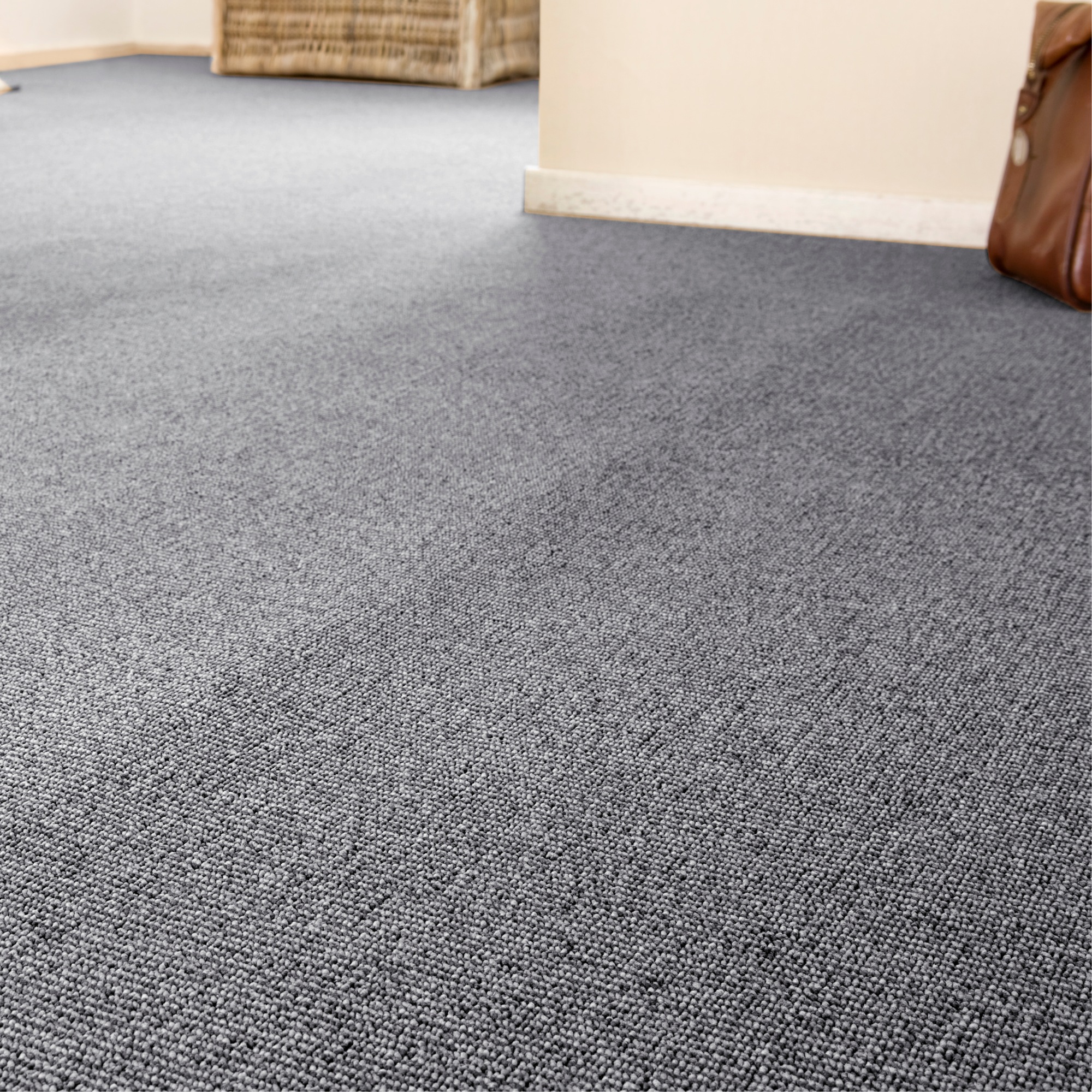 Teppichboden ANDIAMO "Luton, Feinschlinge, Gesamthöhe 6 mm, Made in Netherlands", grau, B:400cm L:500cm, Kunstfaser, Teppiche, meliert, Breite 400 cm oder 500 cm, strapazierfähig & pflegeleicht
