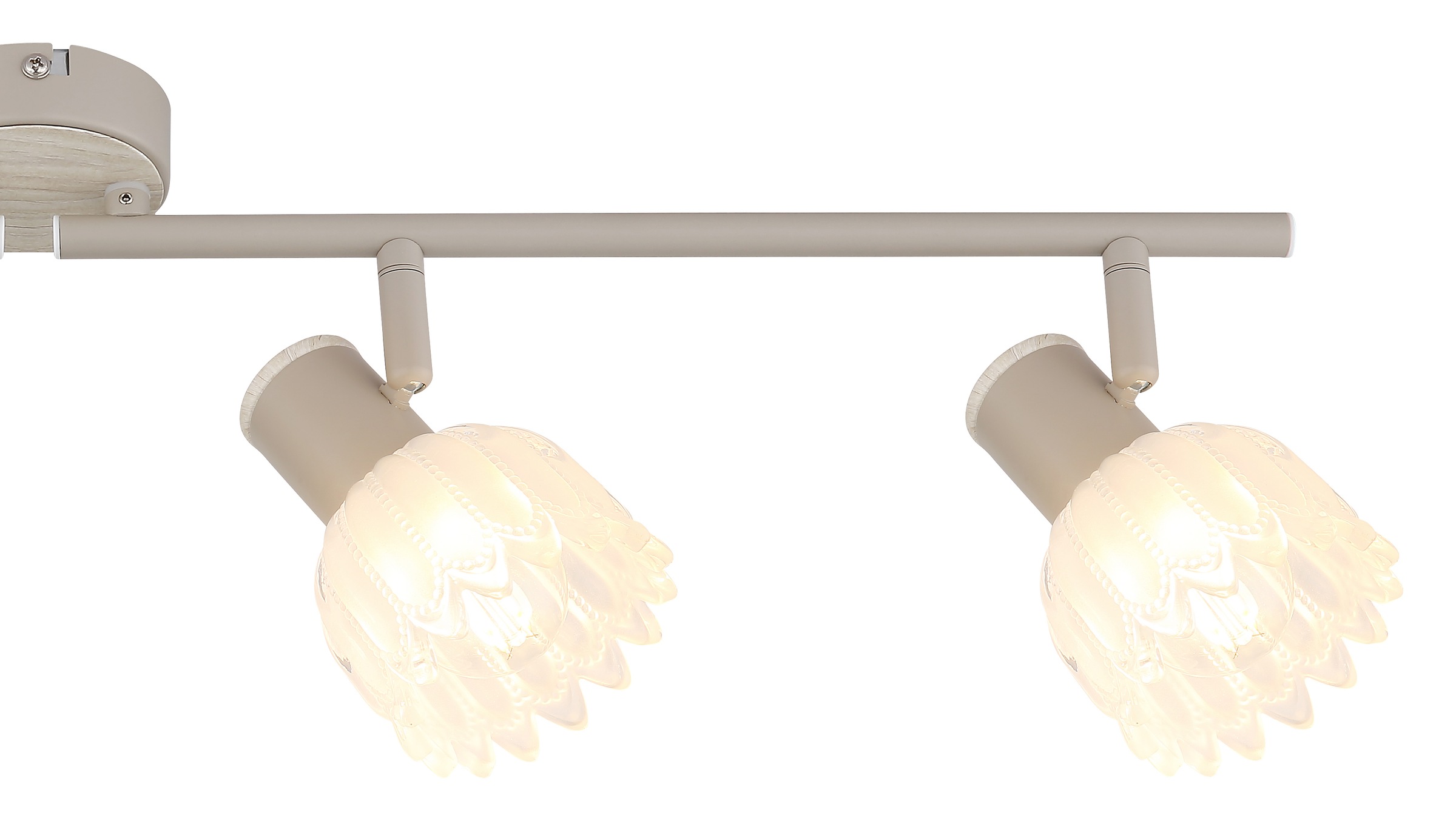 GLOBO LIGHTING Deckenspot »PLANTA« E14 1 Stk. Sandfarbener Strahler mit Holzoptik und Glas satiniert