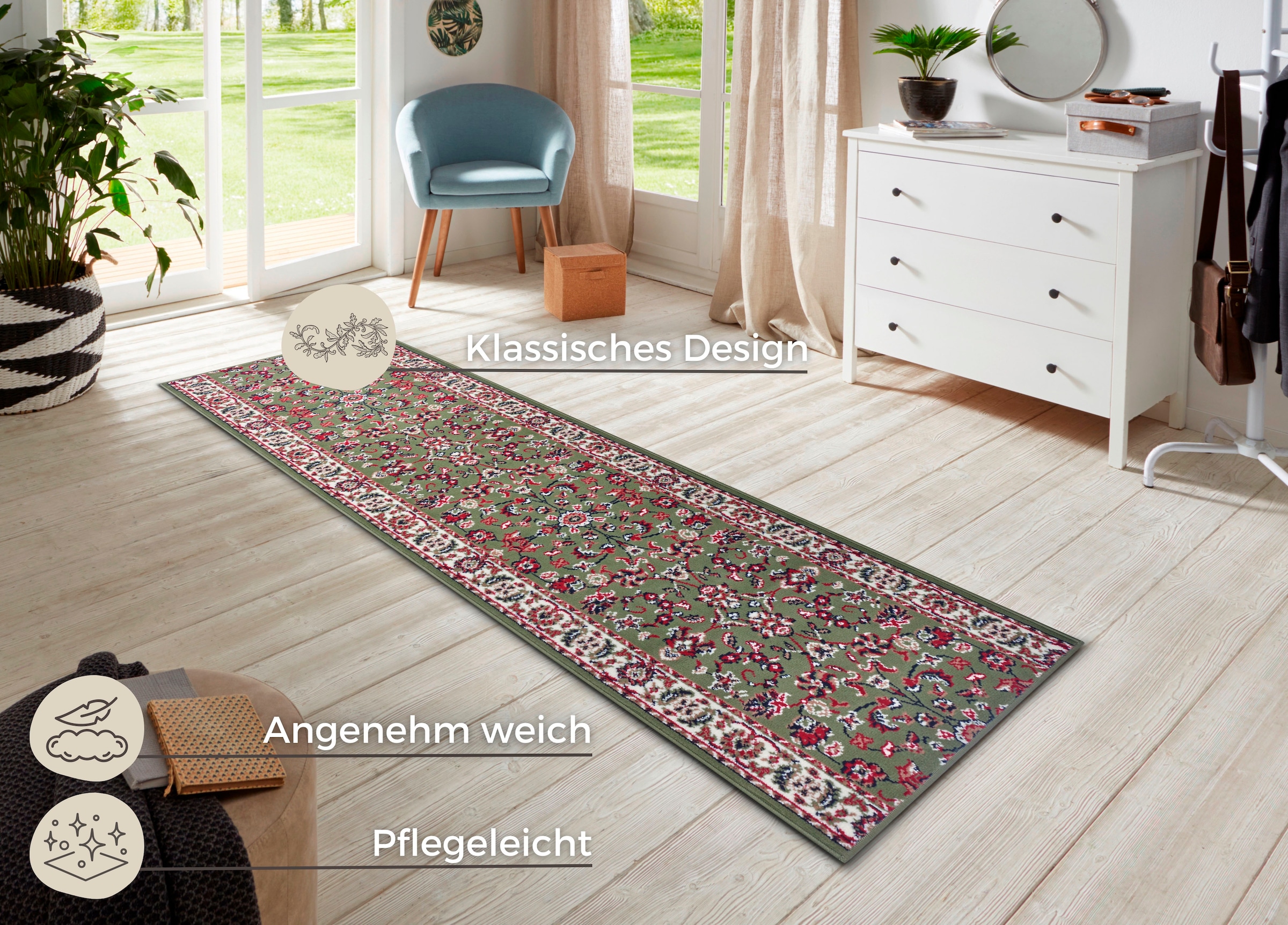 HANSE Home Läufer »Vintage«, rechteckig, 9 mm Höhe, Teppichläufer, Kurzflor, Teppich, Vintage, Retro, Flur, Schlafzimmer