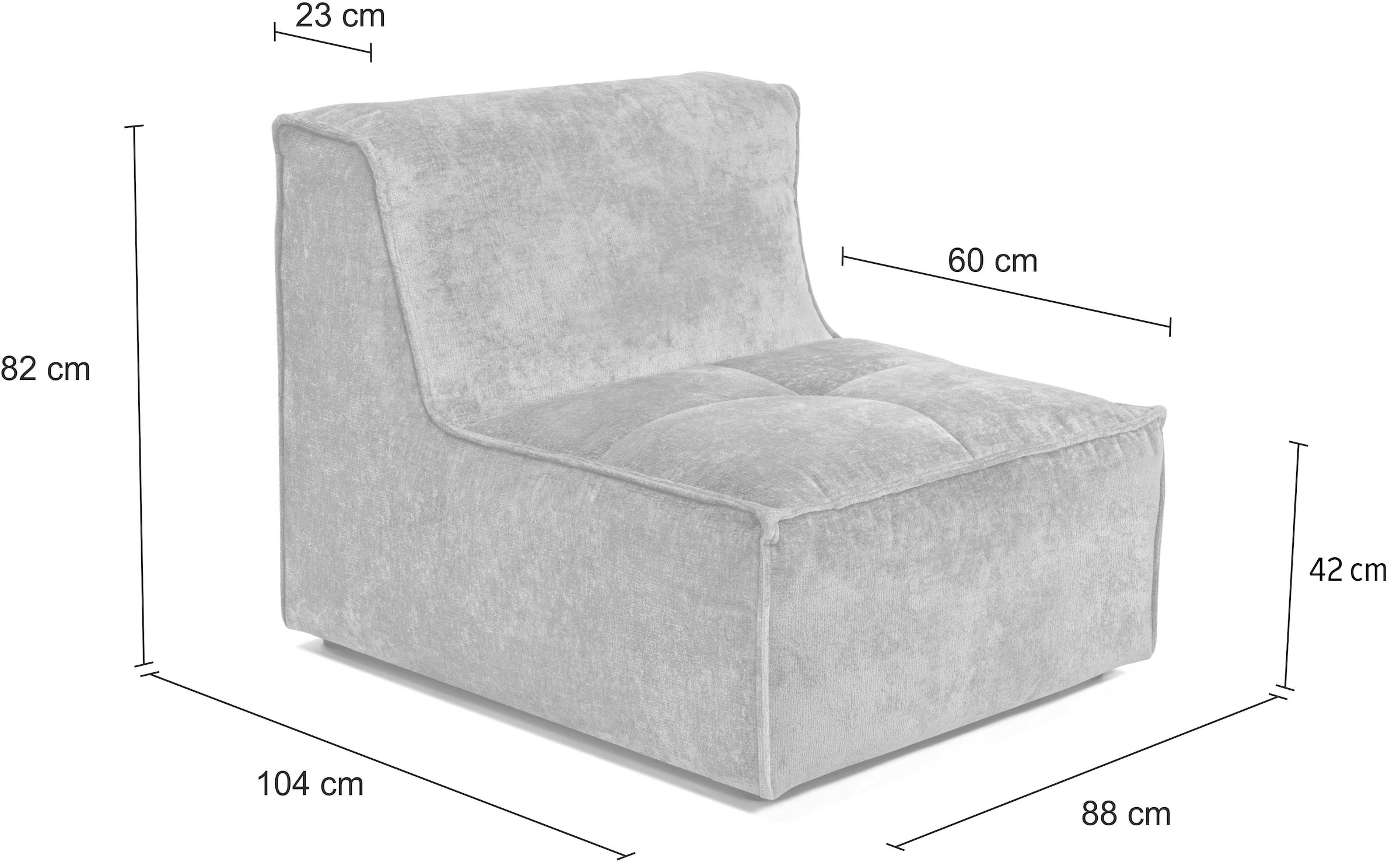 RAUM.ID Sofa-Mittelelement »Monolid«, als Modul oder separat verwendbar, für individuelle Zusammenstellung