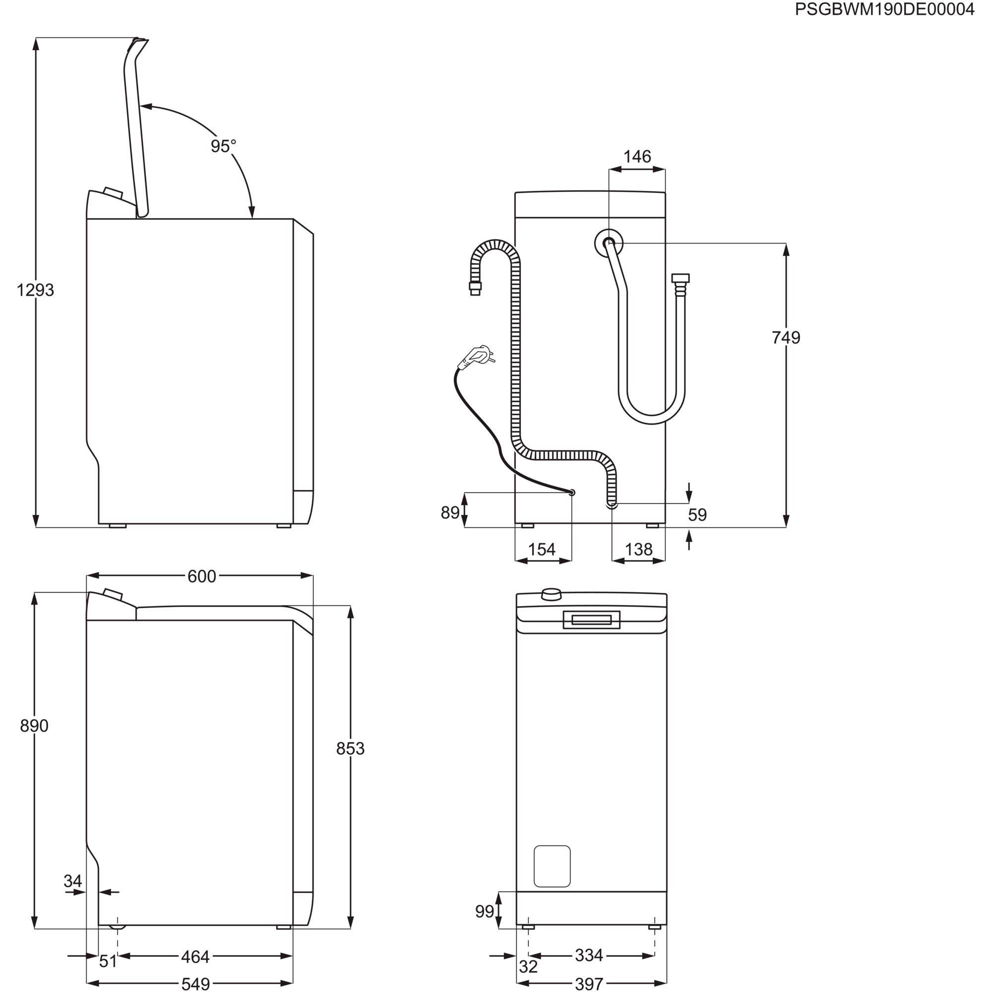 AEG Waschmaschine Toplader »LTR8A36STL«, LTR8A36STL, 6 kg, 1300 U/min, ProSteam Dampf-Programm