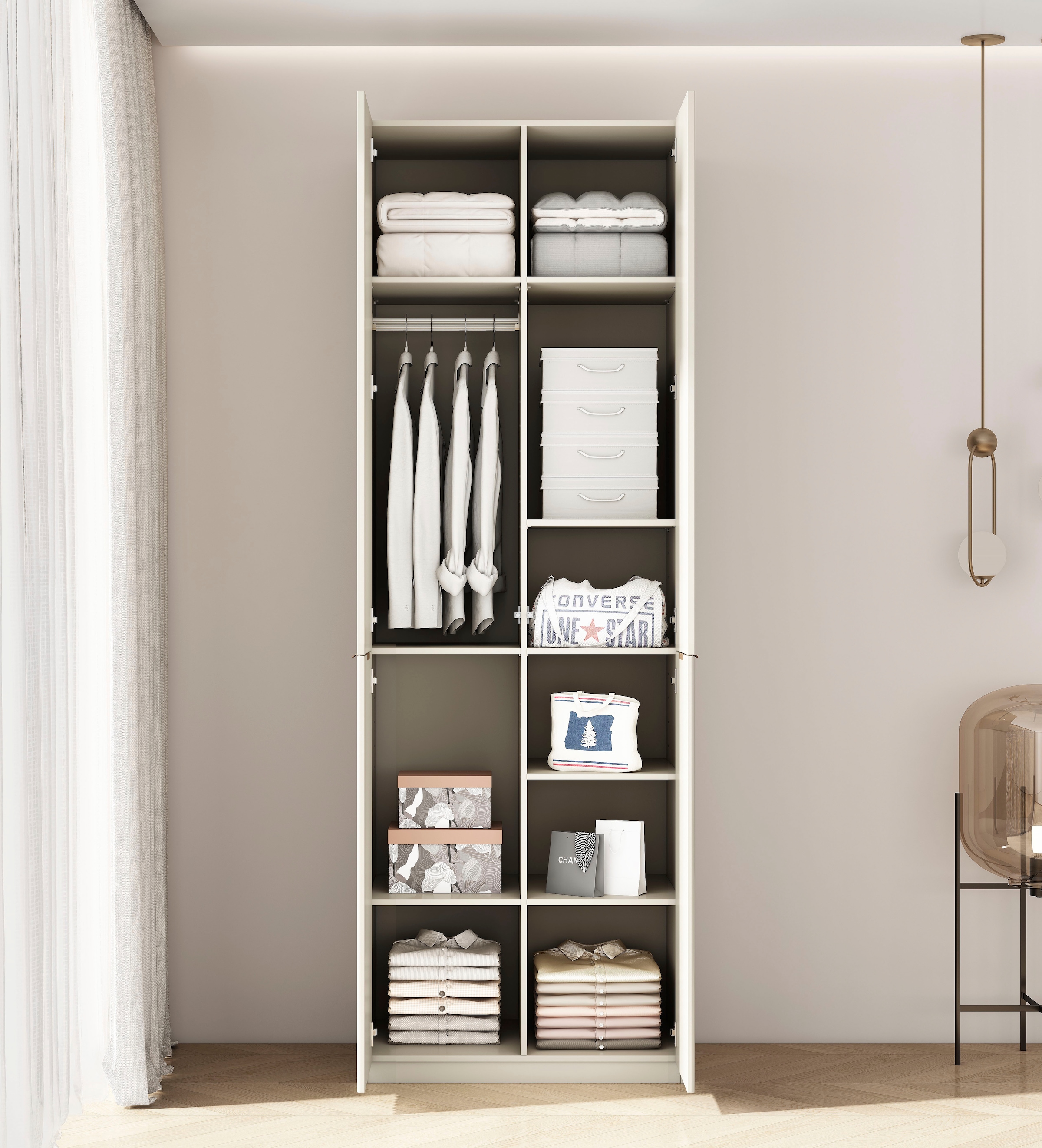 OTTO home Kleiderschrank »Jorella Schlafzimmerschrank Garderobe« eleganter Schlafzimmerschrank Rillendesign Trend Breite 82cm
