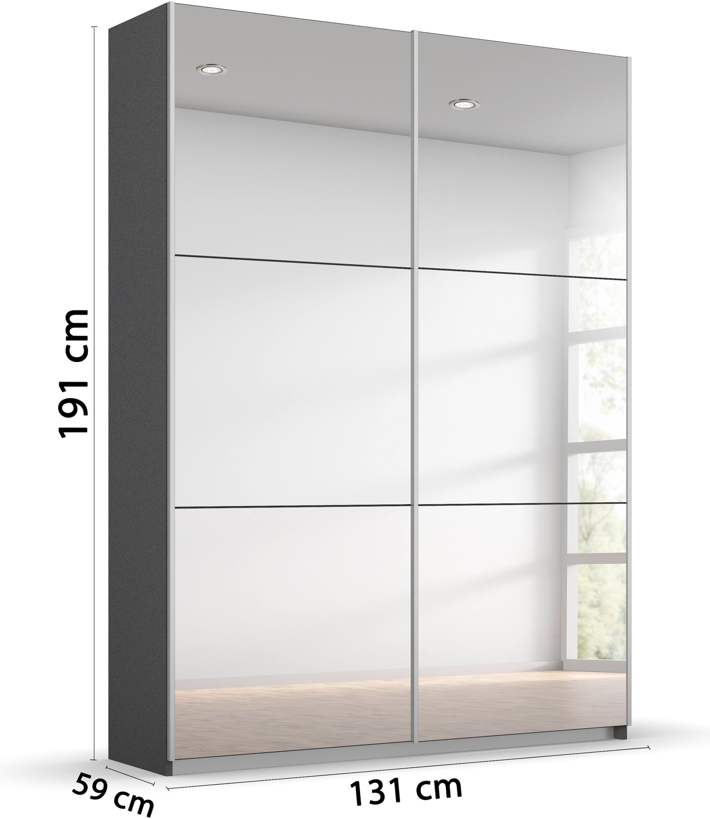 rauch Schwebetürenschrank »Kleiderschrank Schrank Garderobe REFLECT«, inkl. praktischer Innenausstattung mit 2 Stoffboxen MADE IN GERMANY