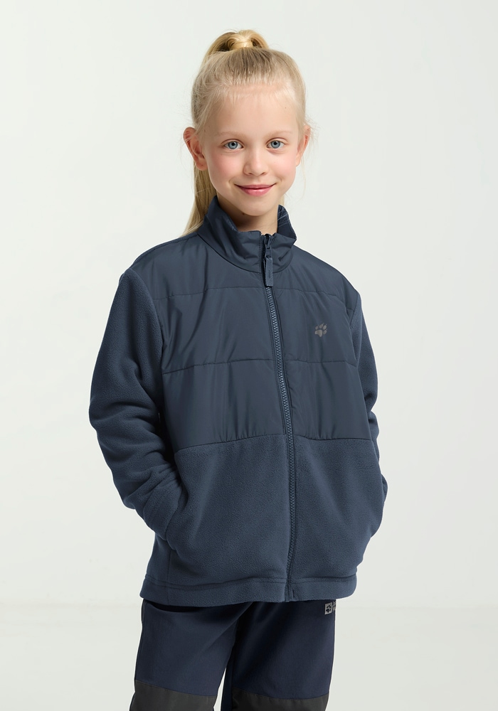 Jack Wolfskin 3-in-1-Funktionsjacke »HYBRID 3IN1 JACKET K« mit Kapuze für Kinder, atmungsaktive Fleece-Innenjacke, wasserdichte Außenjacke