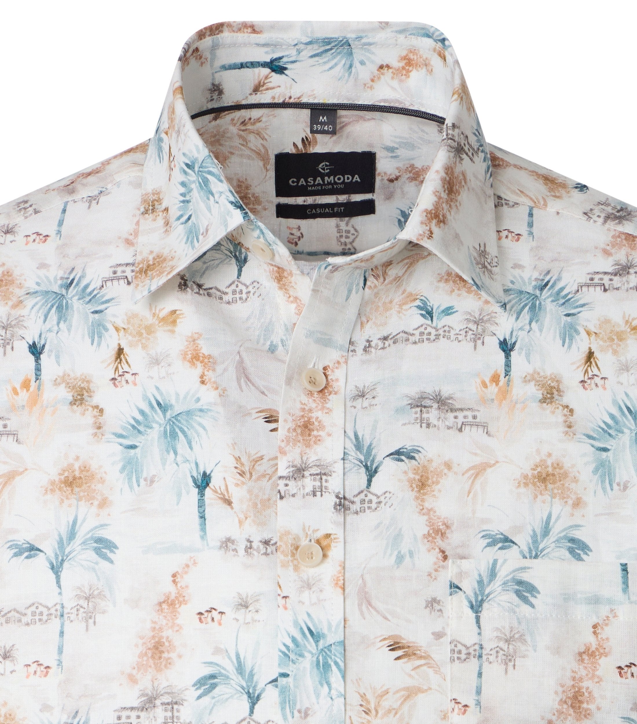CASAMODA Kurzarmhemd »CASAMODA Leinenhemd Kurzarm Print«