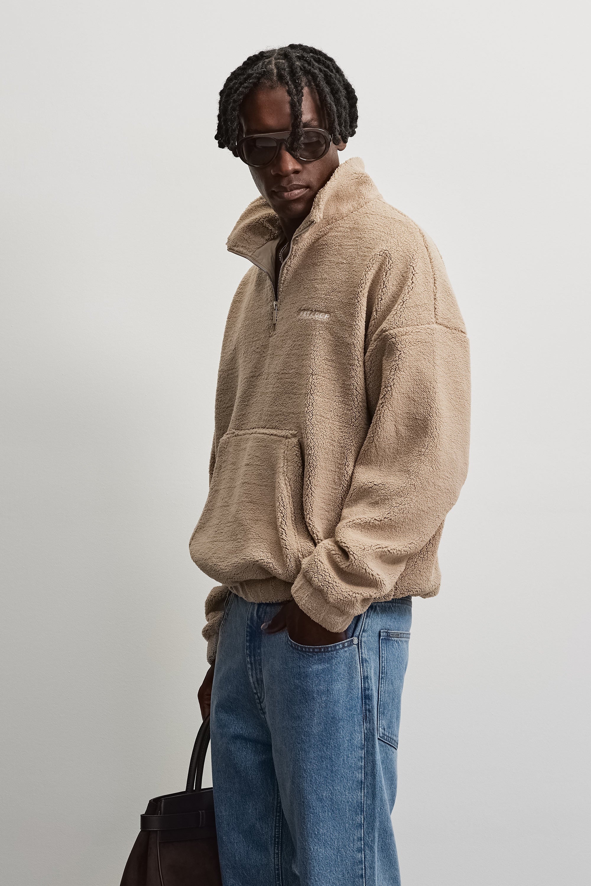 PEGADOR Sweatshirt »Puka Teddy Half Zip Sweater«, Kunstfaser, regular fit
