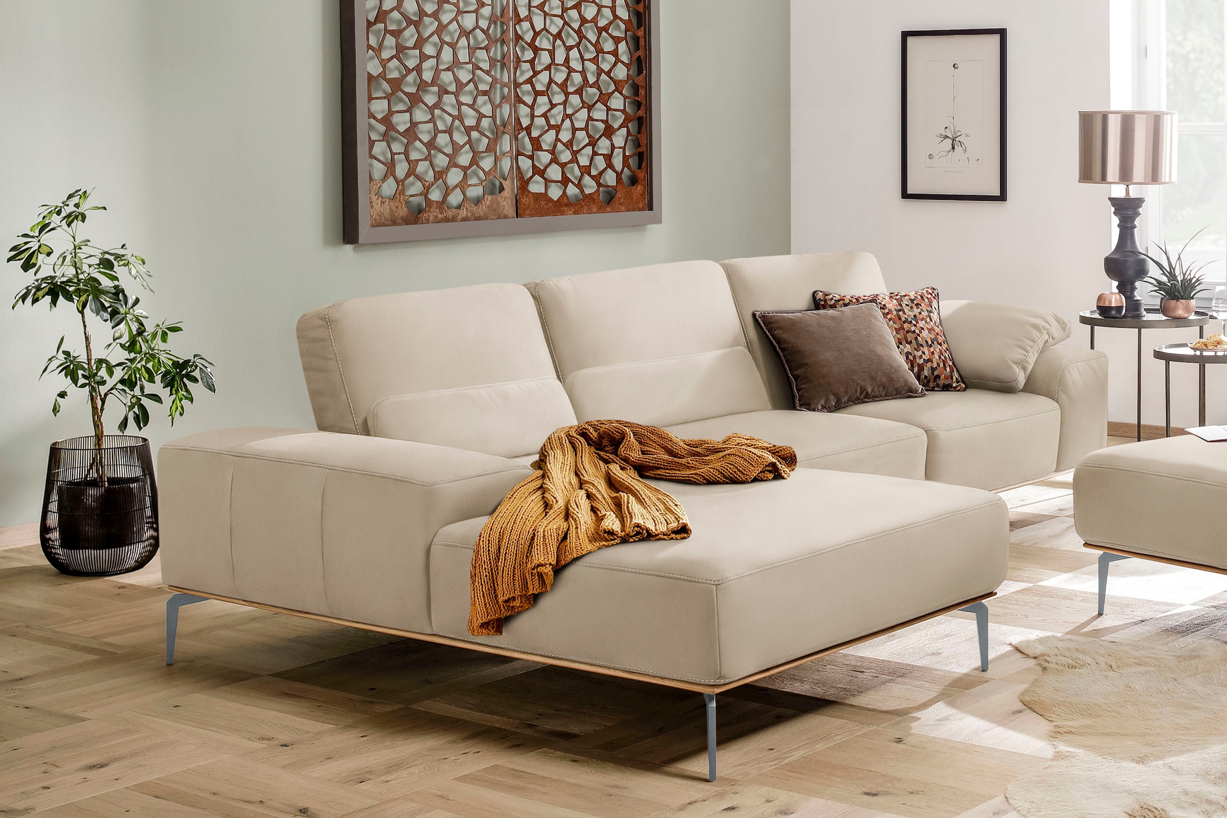 W.SCHILLIG Ecksofa "run", mit elegantem Holzsockel, Füße in Silber matt, Br günstig online kaufen