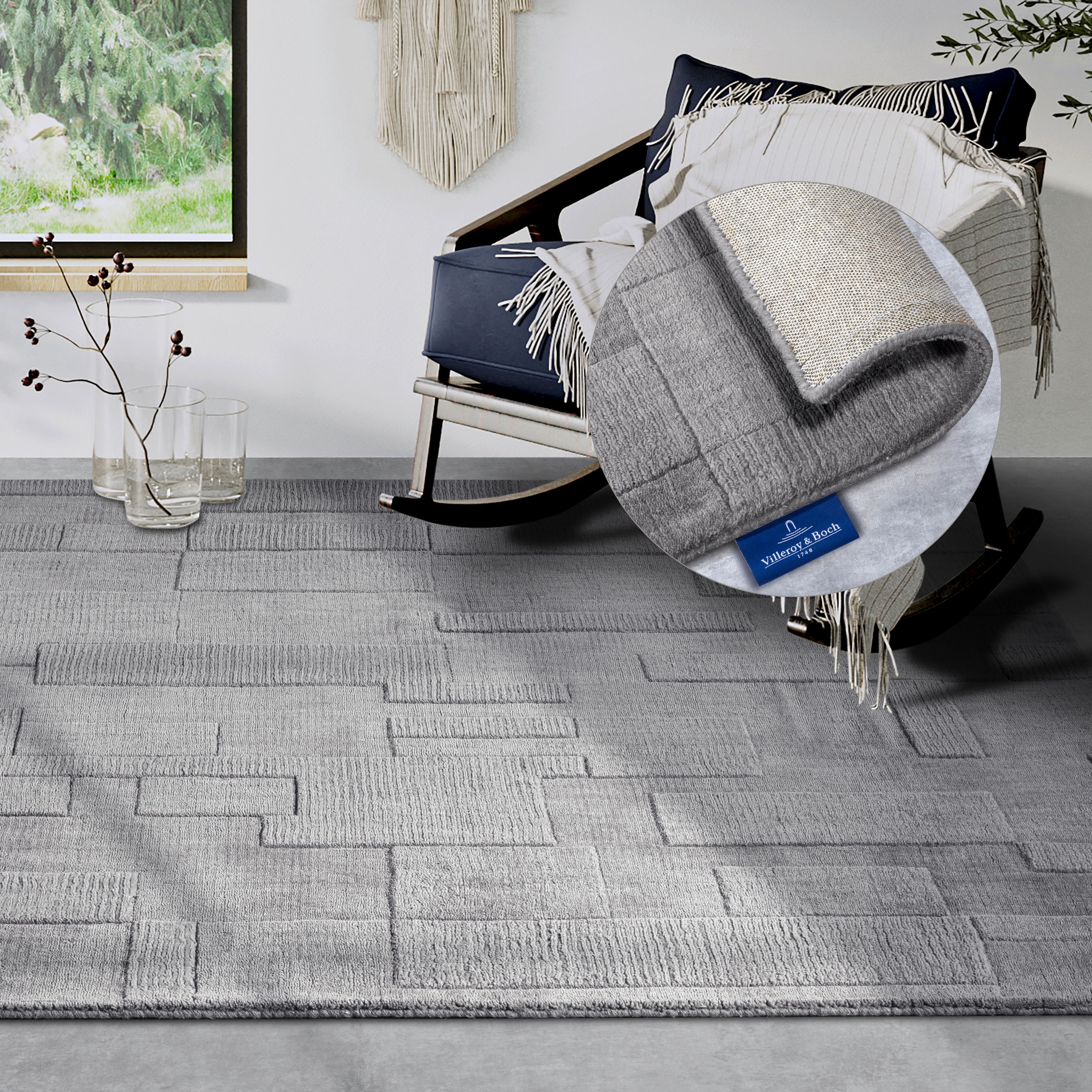 Villeroy & Boch 1100000002199 "Wilhelmine" rechteckig 10 mm Höhe Läufer, handgewebt, Wolle, Natur, Wohnzimmer, Geometrie, Boho