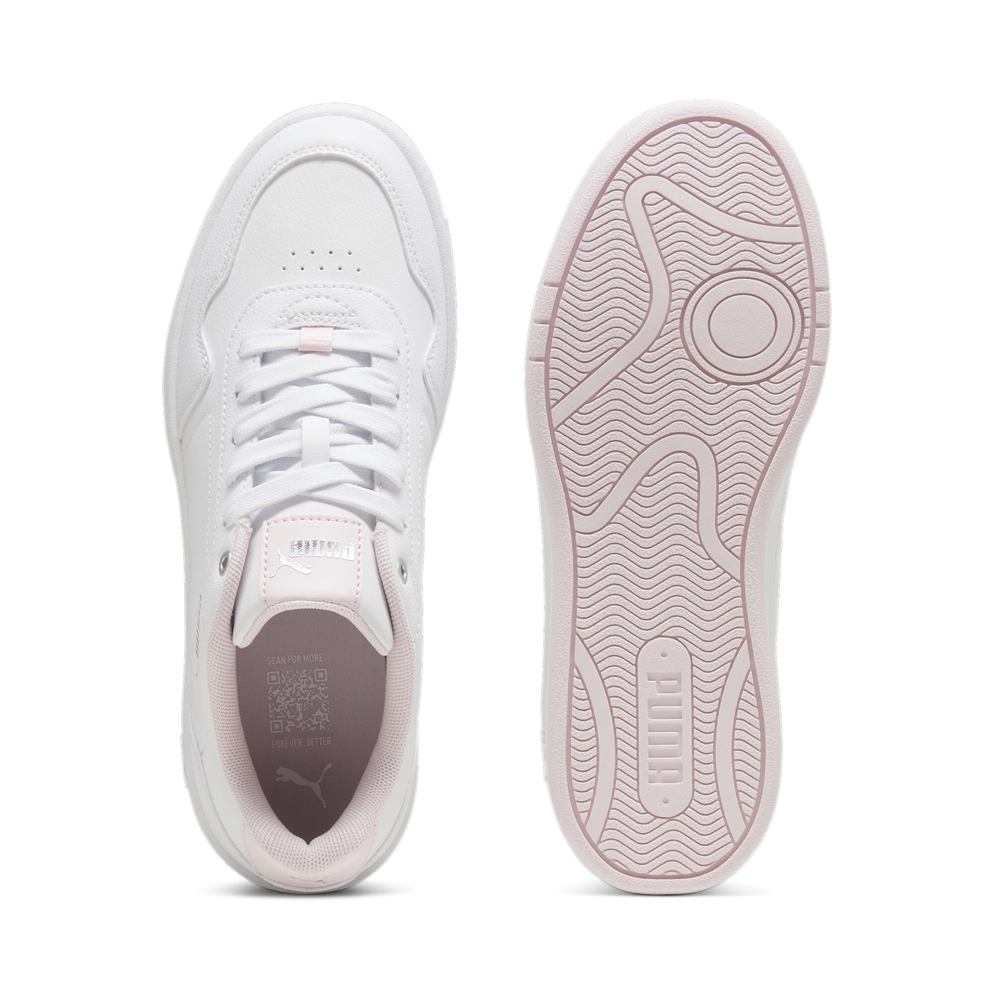 Sneaker PUMA "COURT CLASSY", Damen, Gr. 37,5, pink (puma weiß, whisp of pink, puma silber), Synthetik, Schuhe Sneaker, mit Schnürung, Gummilaufsohle mit leichtem Profil 3
