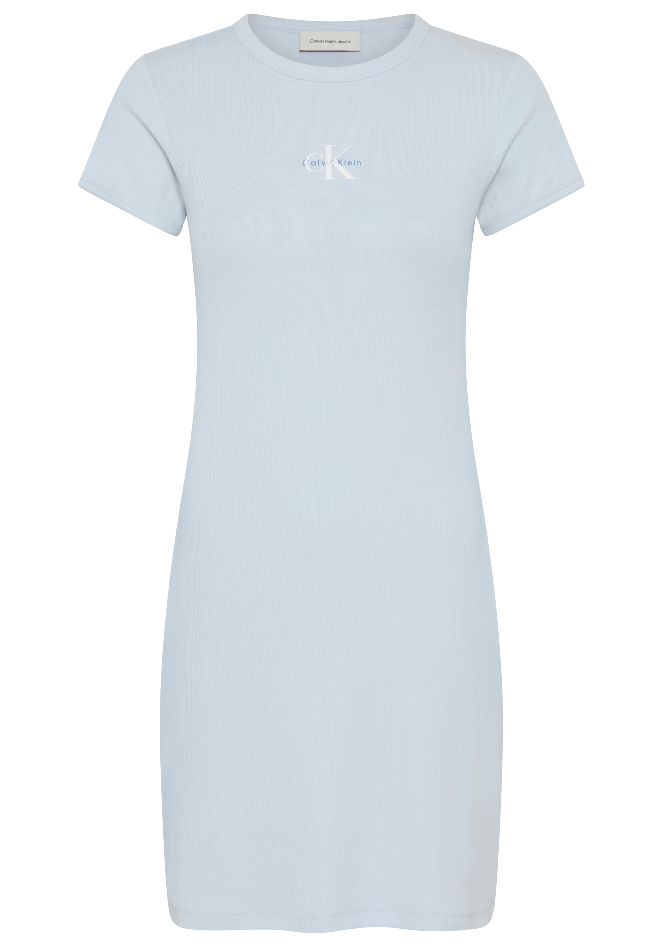 Calvin Klein Jeans Minikleid »MONOLOGO BABY RIB MINI DRESS« Ohne Tasche Figurbetonte Passform mit Rundhalsausschnitt