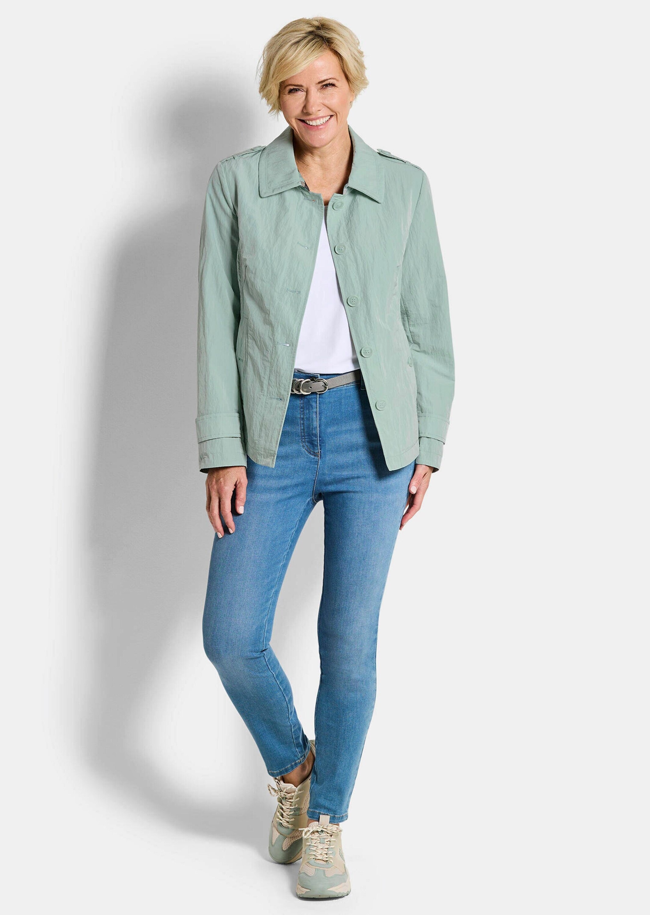 GOLDNER Blouson »Kurzgröße Trench-Jacke in Crash-Optik«