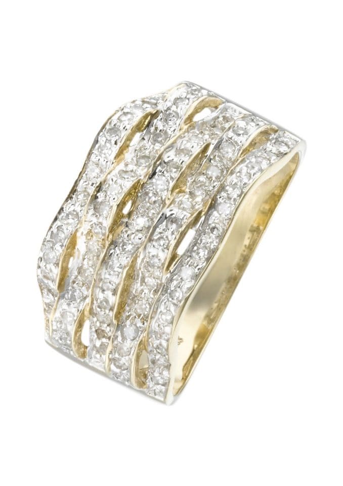 Goldring »Schmuck Geschenk Gold 333 Diamantring Wellen glitzernd«, mit Diamanten