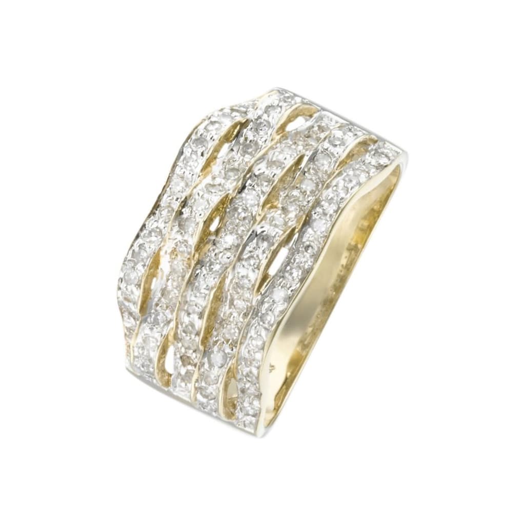 Firetti Goldring »Schmuck Geschenk Gold 333 Diamantring Wellen glitzernd«