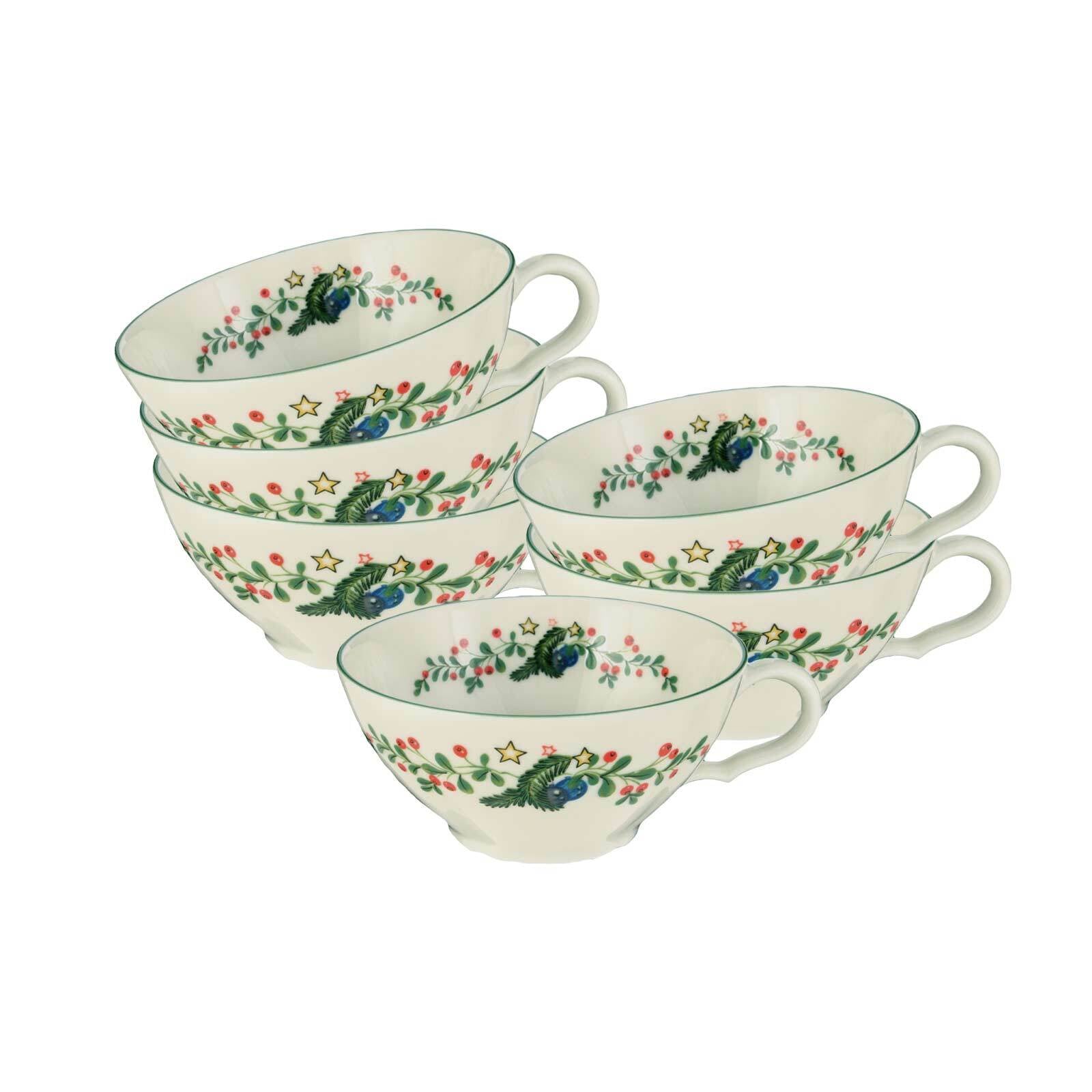Seltmann Weiden Tasse "Teetassen Marieluise Weihnachten 130 ml 6er Set weiß-grün" Spülmaschinengeeignet, Mikrowellengeeignet, Ofenfest, Salamandergeeignet, Kühlschrankgeeignet, Gefrierschrankgeeignet