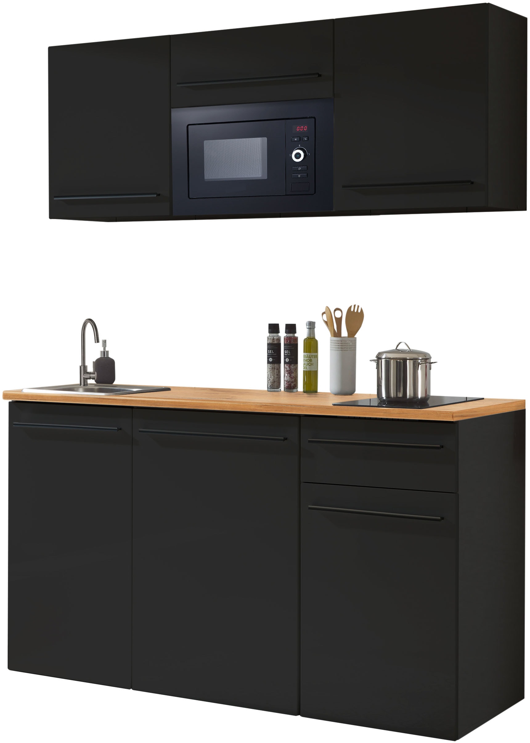 BASIC by Balculina Küchenzeile »Jazz Singleküche«, Breite 160 cm, mit und ohne Geräte lieferbar