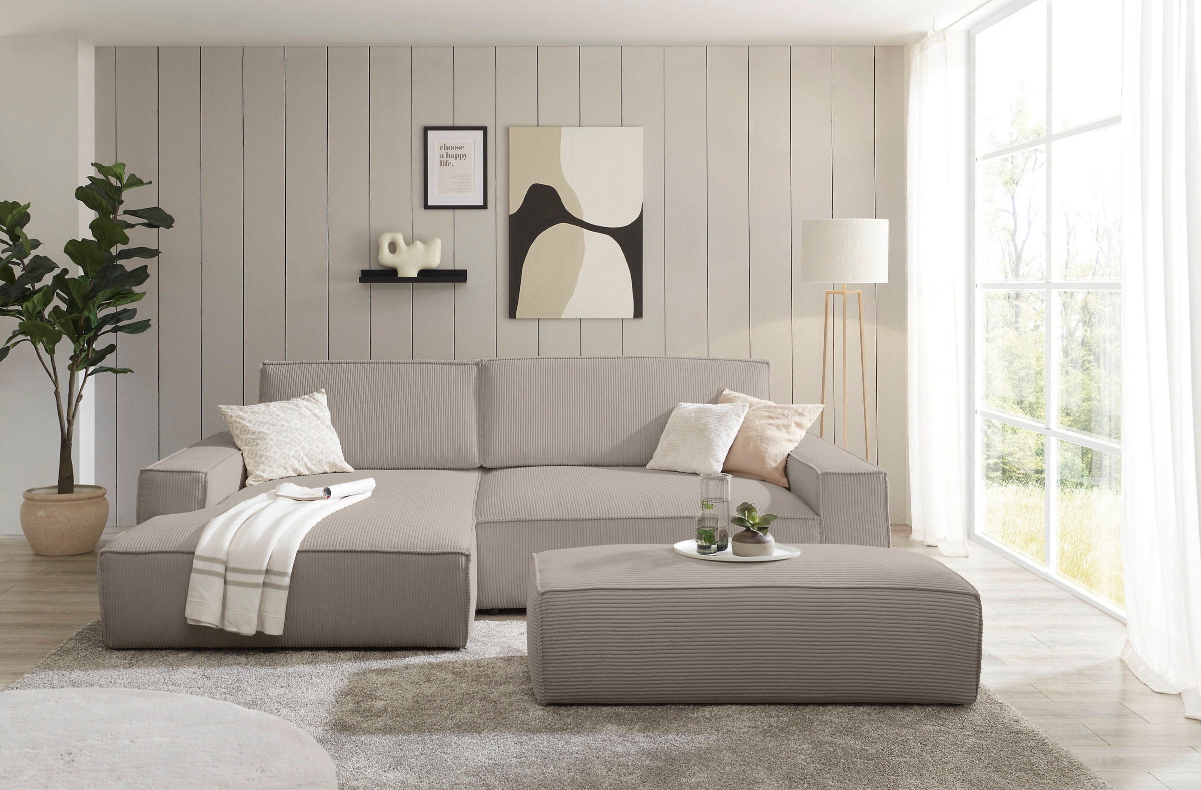 Home affaire Hocker "NEU: SHERWOOD XXL, Polsterhocker, Cord, Webstoff", rec günstig online kaufen