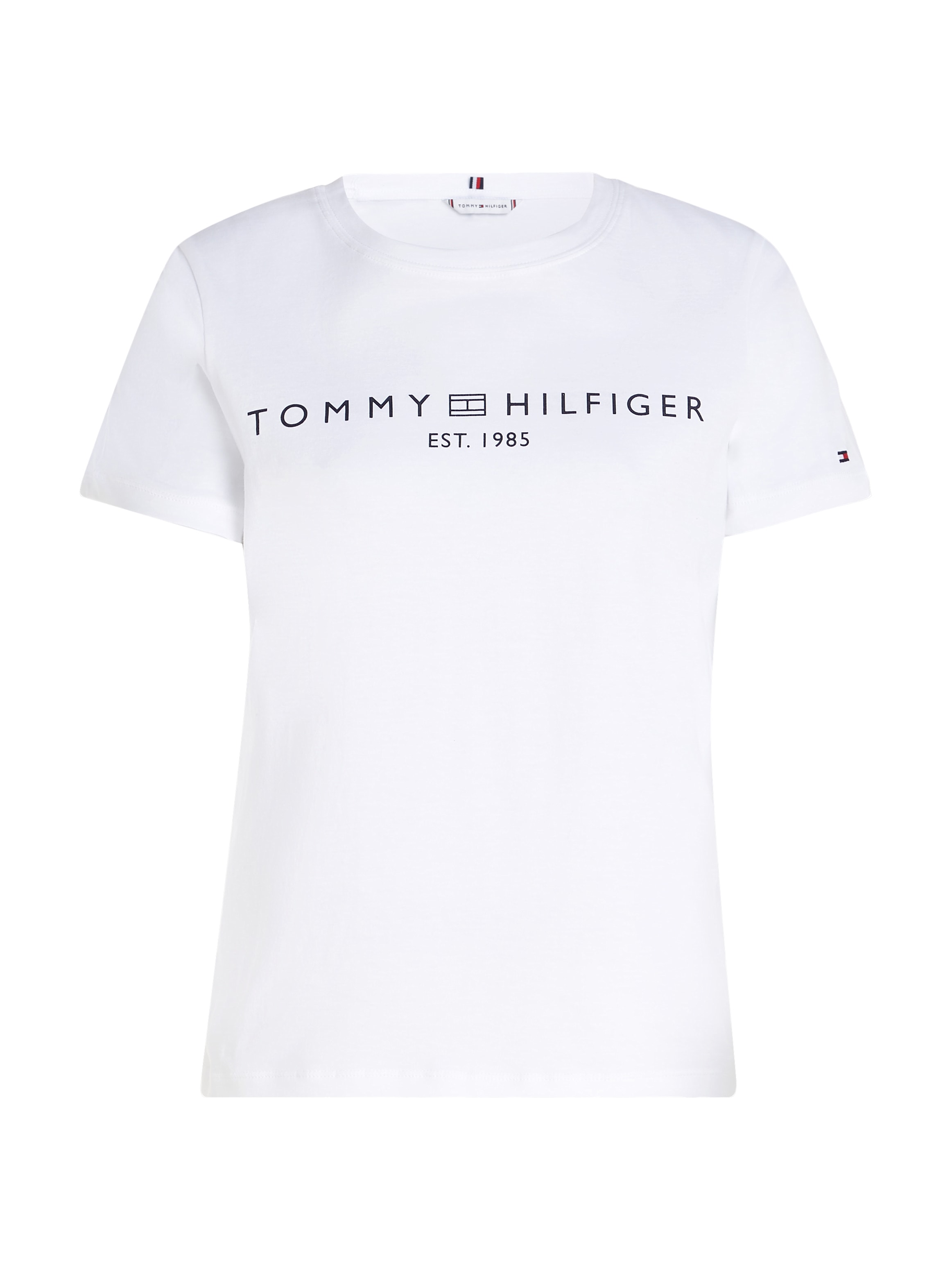 Tommy Hilfiger T-Shirt »REG CORP LOGO C-NK mit Logoschriftzug und Stickerei«, meliert, casual, regular fit, Baumwolle, Rundhals