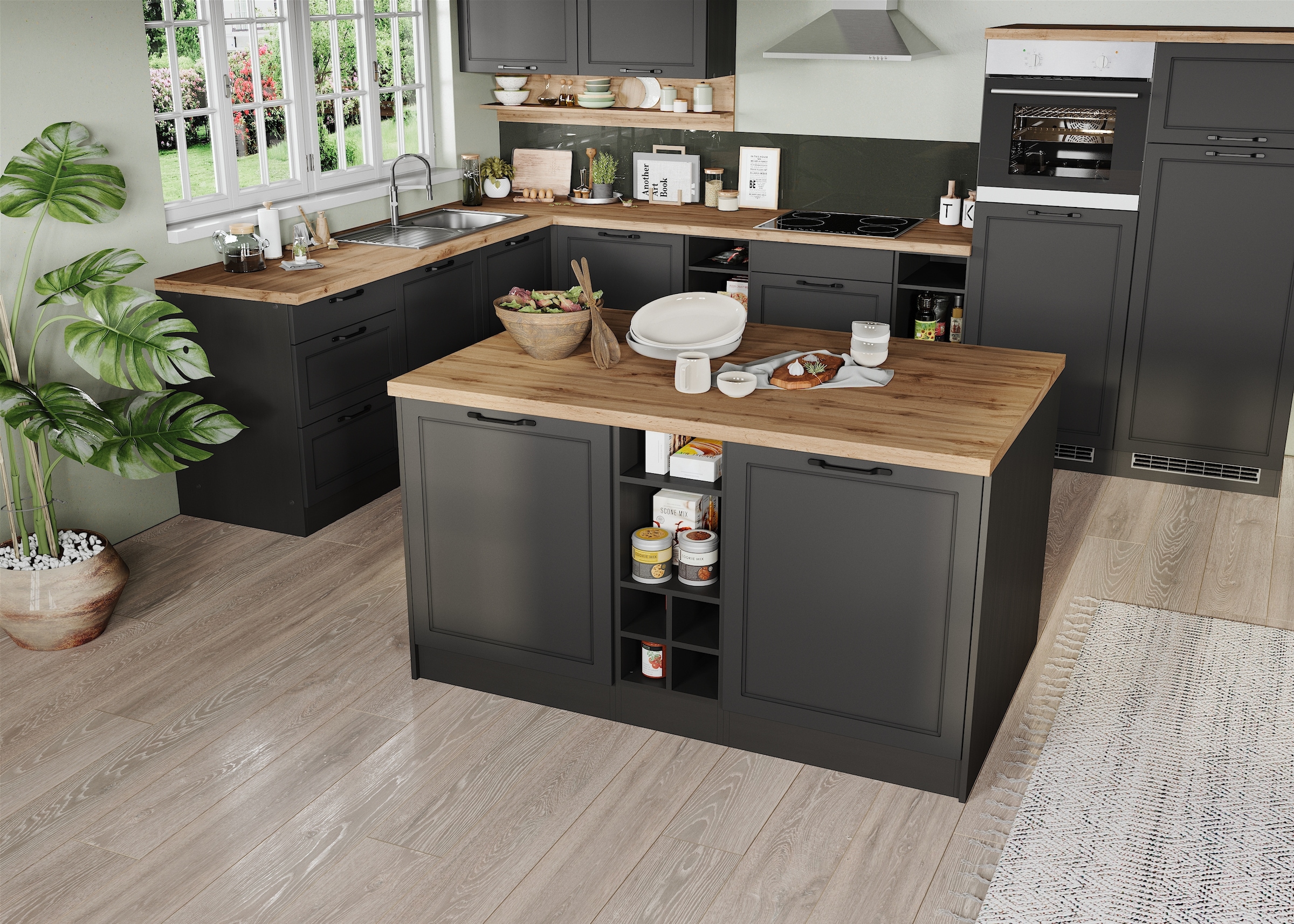 KOCHSTATION Kücheninsel »KS-Lana, Breite 153 cm«, MDF-Fronten, Arbeitsplatte 38mm stark
