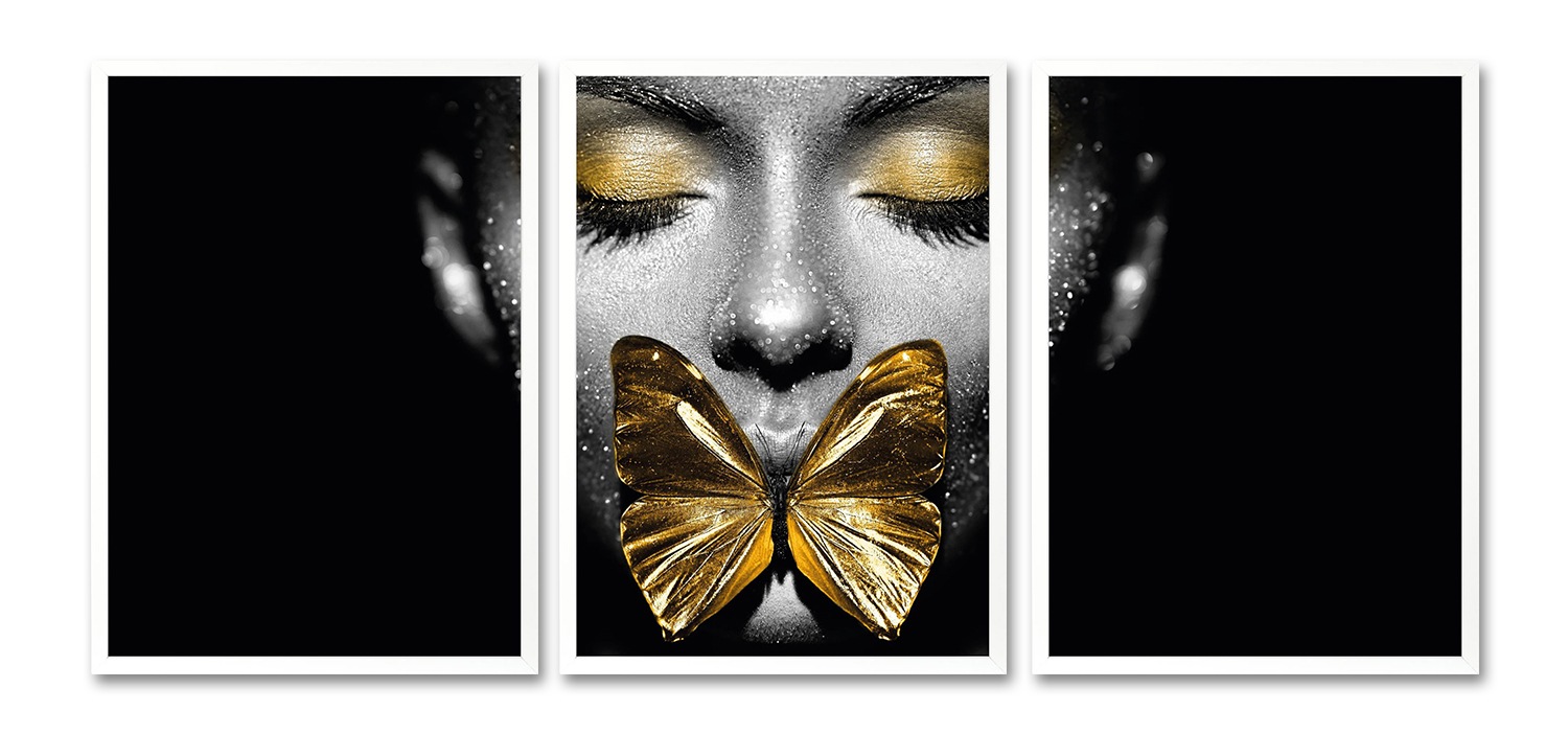 Leonique Bild mit Rahmen "Gesicht Schmetterling Gold - Gerahmter Digitaldru günstig online kaufen