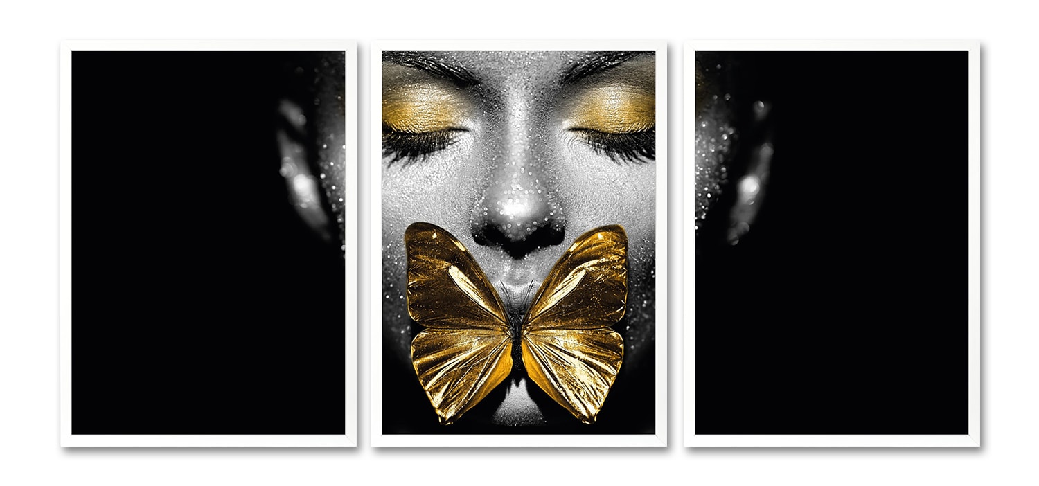 Leonique Bild mit Rahmen "Gesicht Schmetterling Gold - Gerahmter Digitaldru günstig online kaufen