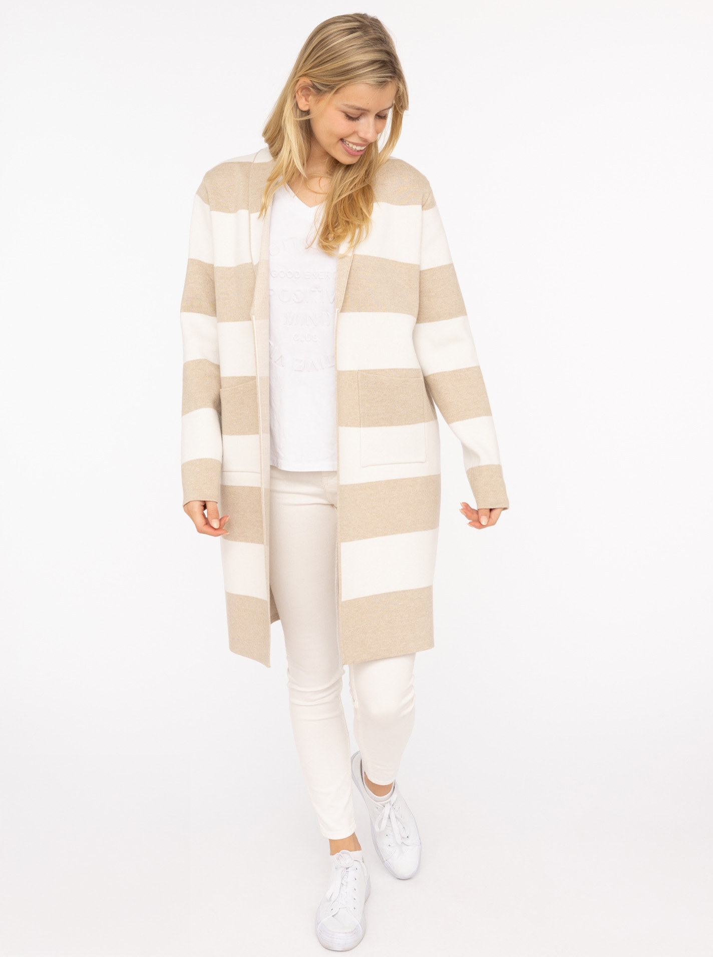 Zwillingsherz Cardigan ""Streifen & Schalkragen"", gestreifte Strickjacke m günstig online kaufen