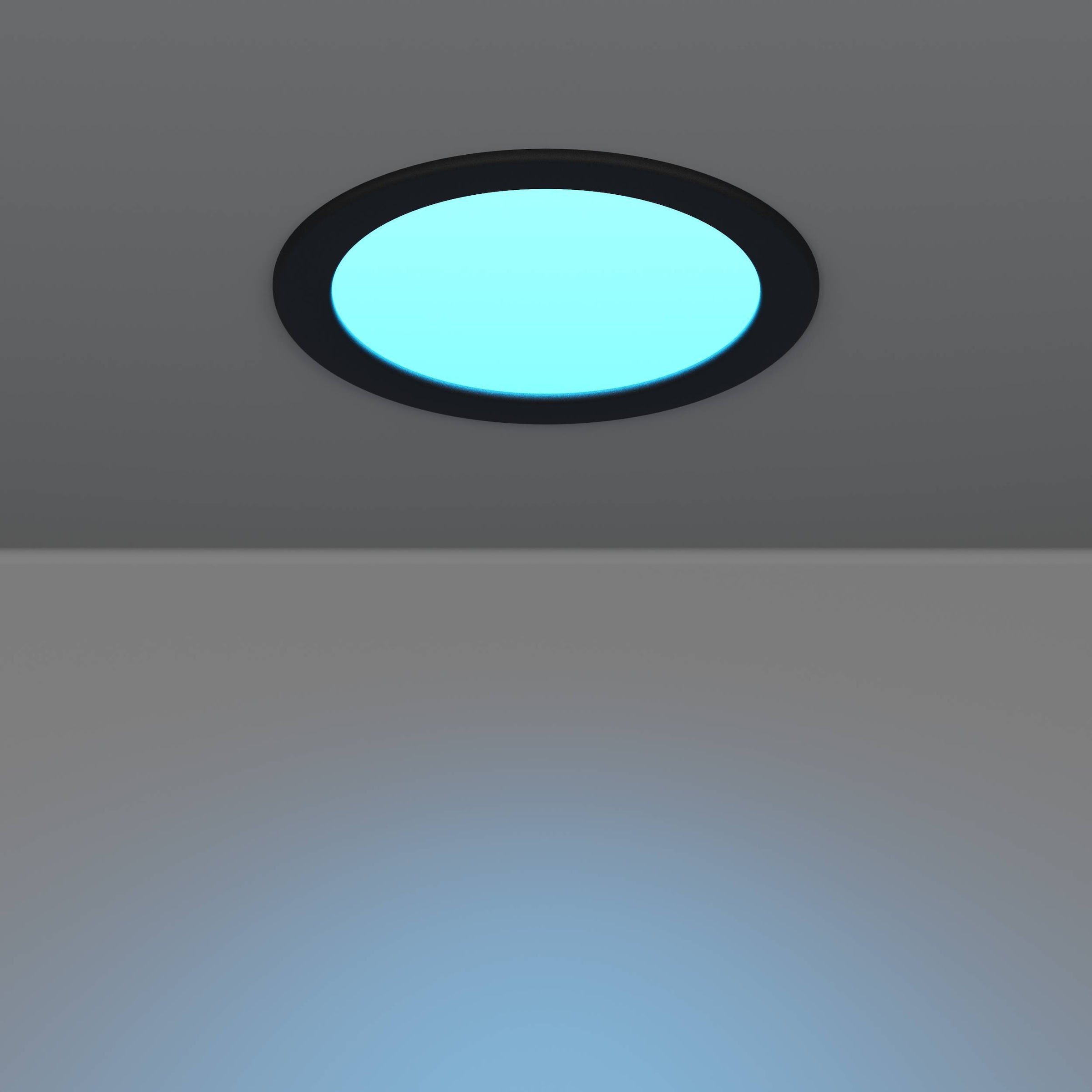 EGLO Einbauleuchte »Fueva 6-Z Deckenlampe, ZigBee, App und Sprachsteuerung, Badlampe, IP44« LED-Modul 1 Stk. Kaltweiß | RGB Einbauleuchte - Ø16,8 x ET40 cm - schwarz - 9,5W inkl.