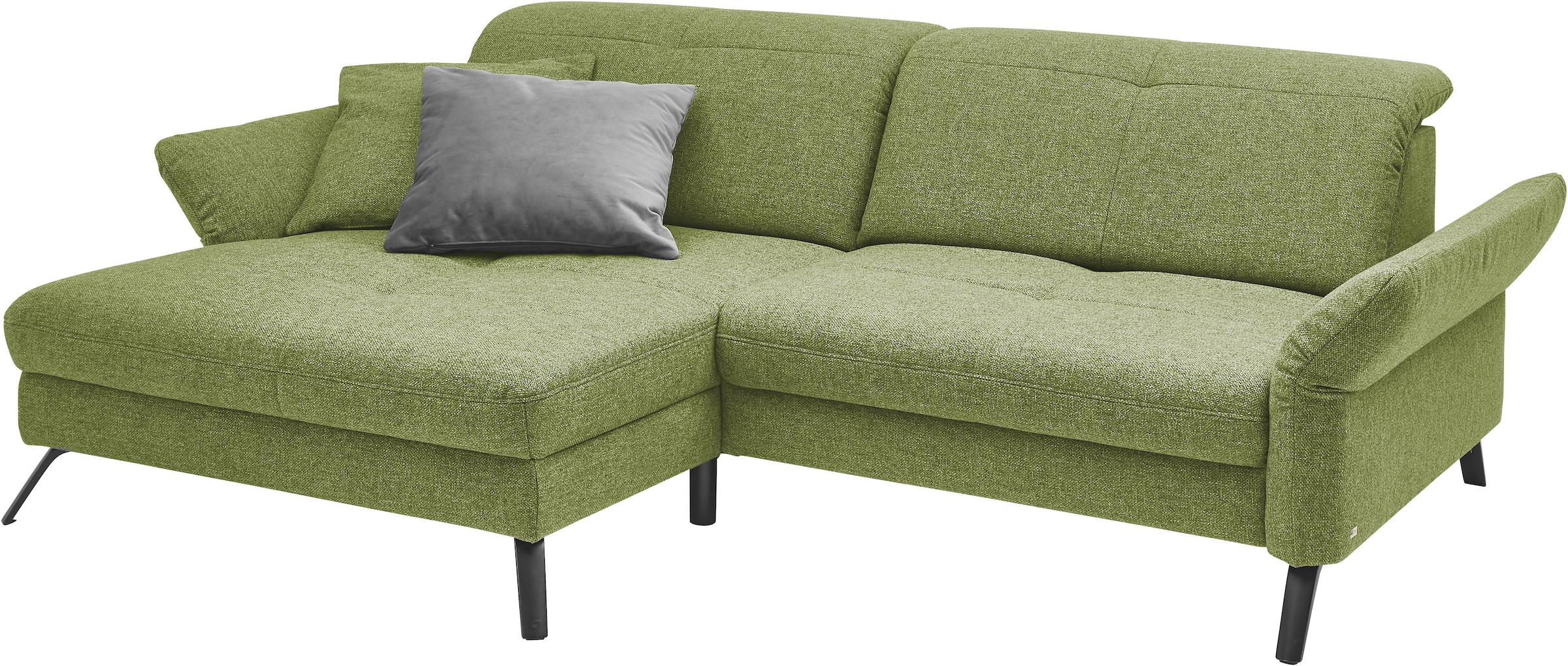 set one by Musterring Ecksofa »SO 4400 V«, wahlweise mit motorischer Bettfunktion & Kopfverstellung, Fuß schwarz