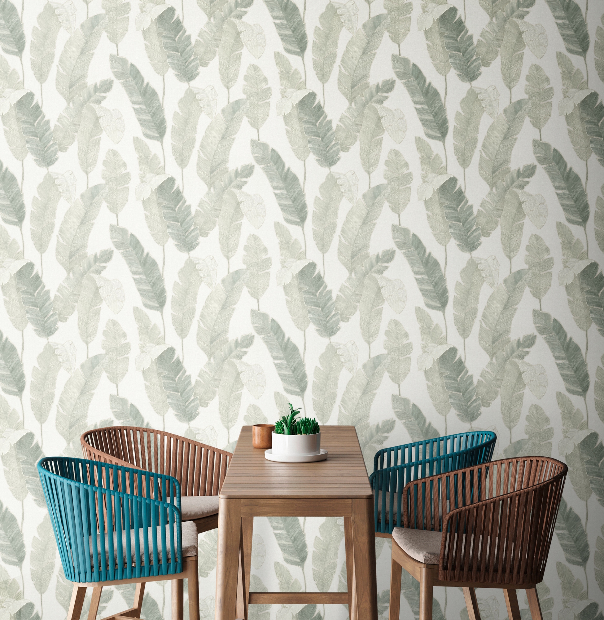 living walls Vliestapete »Metropolitan Stories. Travel Styles. Blättertapete«, matt-gemustert-neutral, Tapete Floral Modern Chic 3D-Effekt Strukturiert Elegant Tapeten Flur