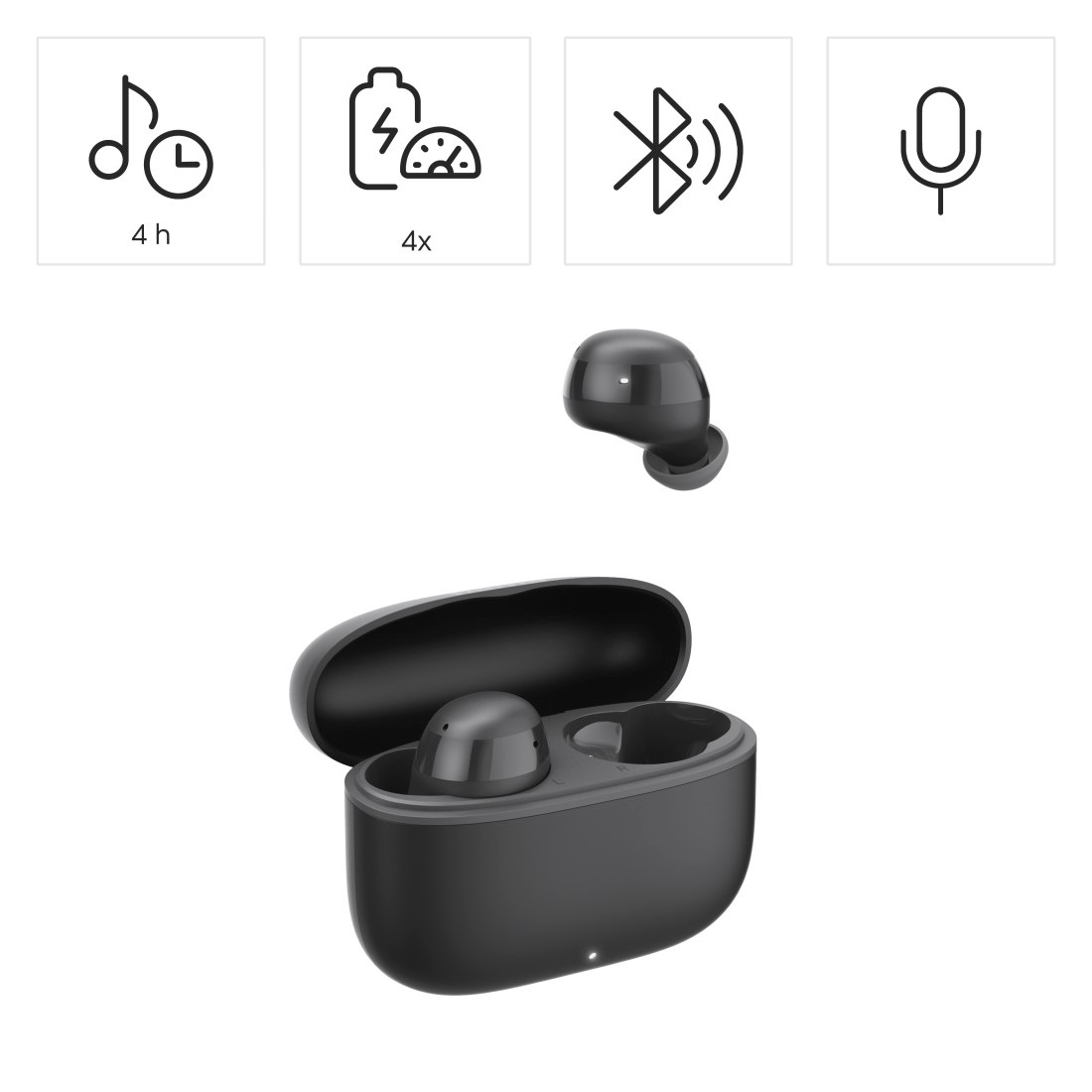 Hama Bluetooth-Kopfhörer »True Wireless Kopfhörer In Ear, Ladecase, bis 20h Akku, Bass Boost«, A2DP Bluetooth-AVRCP Bluetooth-HFP-SPP, kompatibel mit Siri-Sprachsteuerung-True Wireless