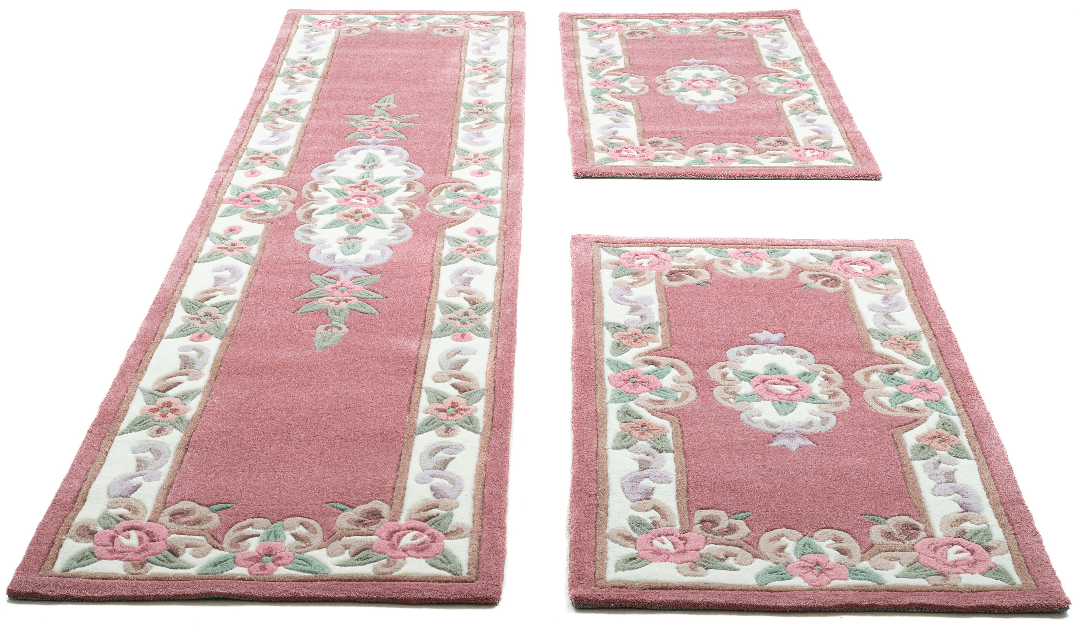 Bettumrandung THEKO, H:14mm, rosa, Obermaterial: 100% Polyacryl, Schlafzimmer, Bettumrandungen, "Ming", Bettvorleger, Läufer-Set, hochwertiges