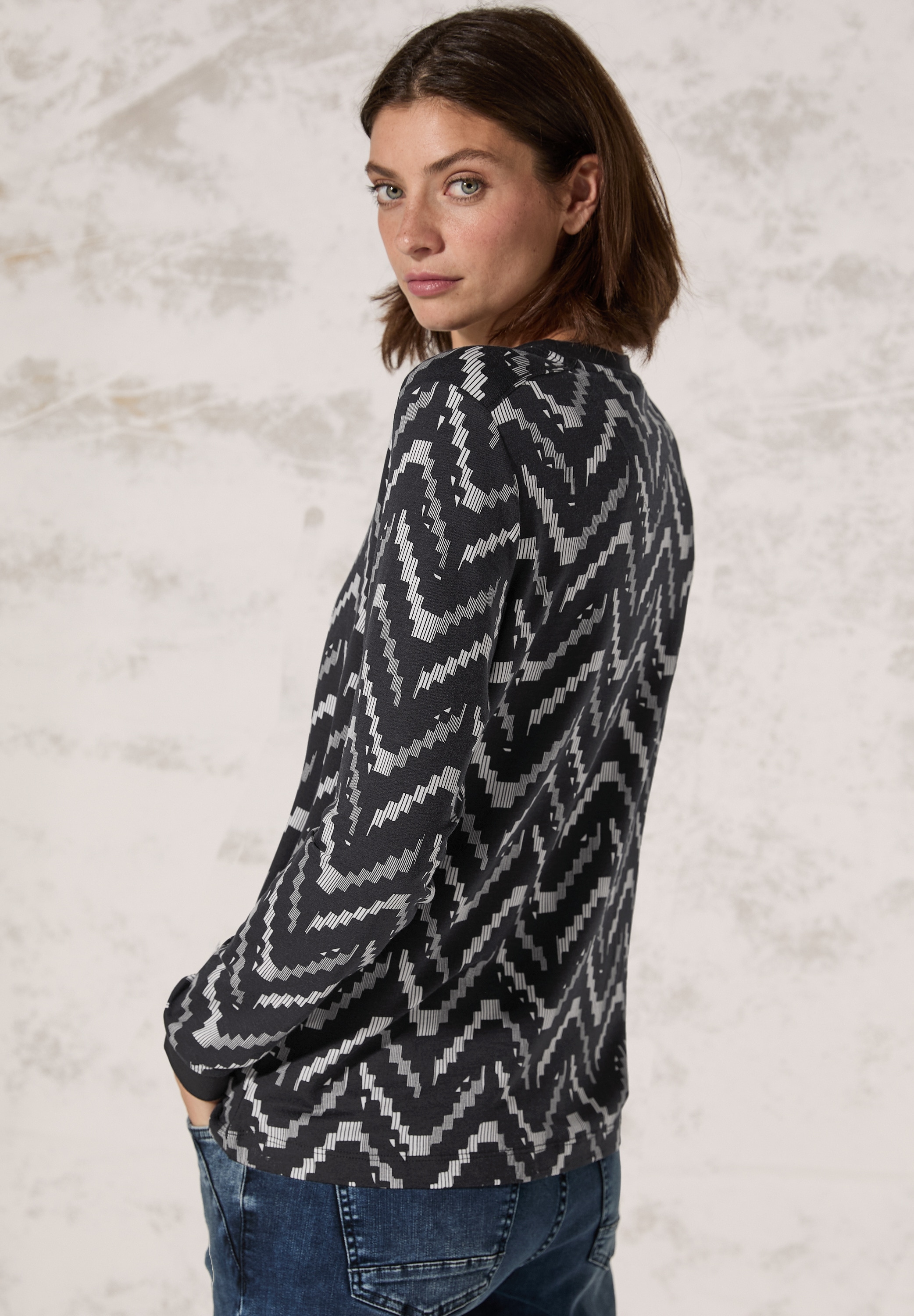 Cecil Langarmshirt, mit grafischem Muster
