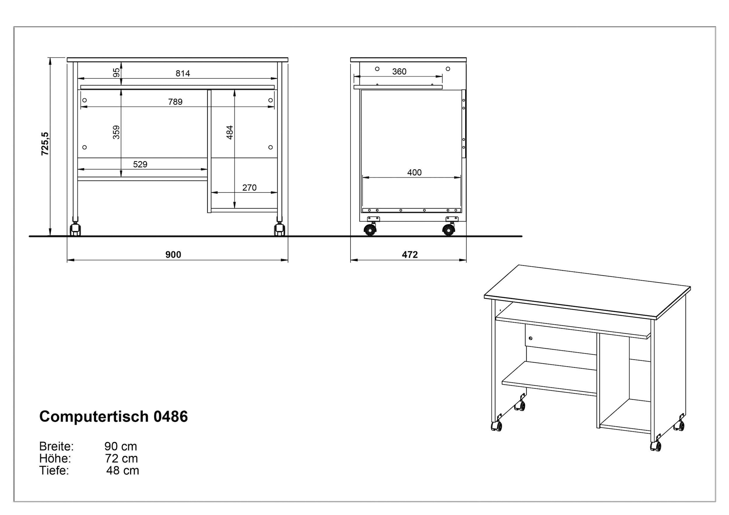 Home BAUR / Tastatur Computertisch das kaufen | »0482 mit für 0486«, Office Auszug Computertisch GERMANIA geeignet,