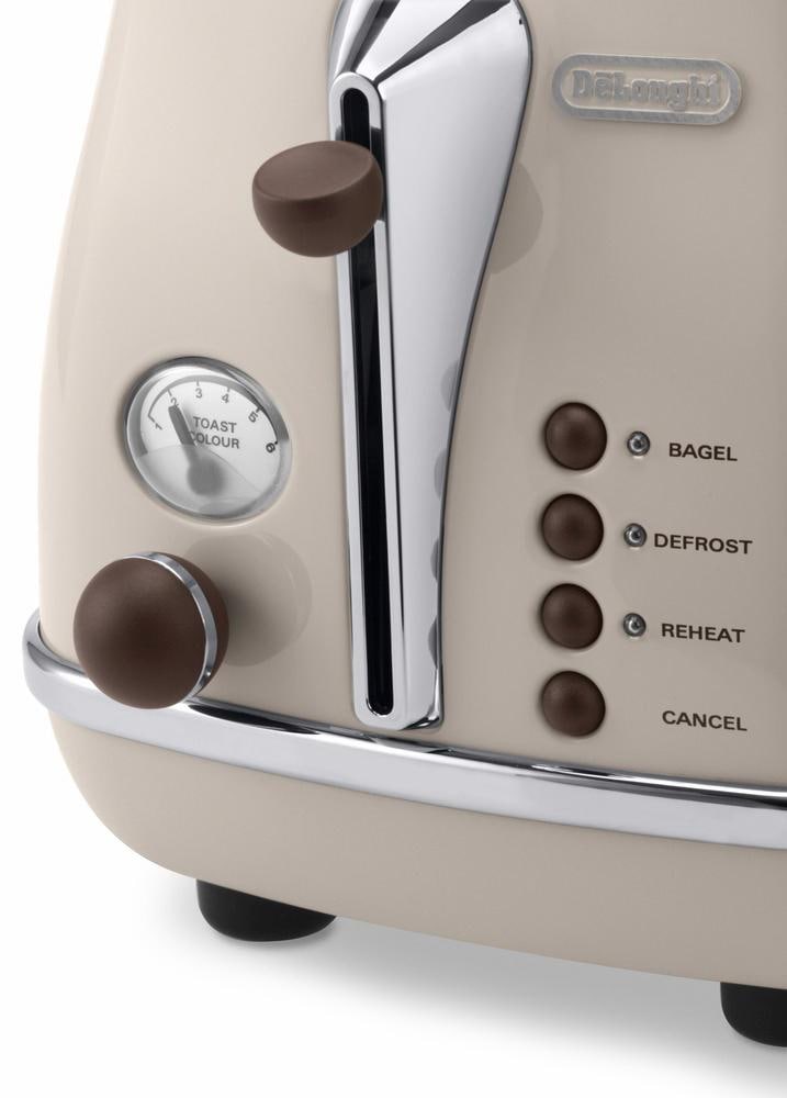 De'Longhi Toaster »Incona Vintage »CTOV 2103.BG««, 2 kurze Schlitze, 900 W, im Retro Look, cremefarben