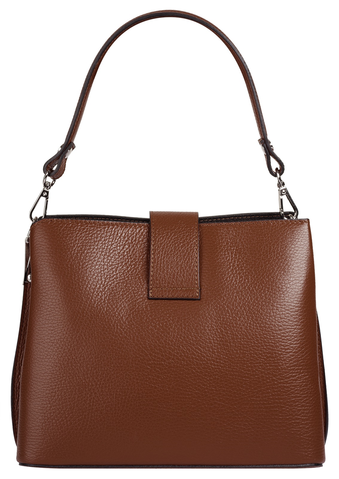 Umhängetasche CLUTY, Damen, Gr. B/H/T: 25cm x 21cm x 13cm onesize, braun (cognac), Leder, leicht glänzend, unifarben, Taschen Umhängetasche, echt Leder, Made in Italy 2
