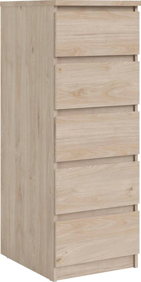 INOSIGN Highboard »Naia, Hockkommode mit 5 Schubkästen«, abgerundete Schubladenkanten auf Metallgleiter, Breite 40,4 cm