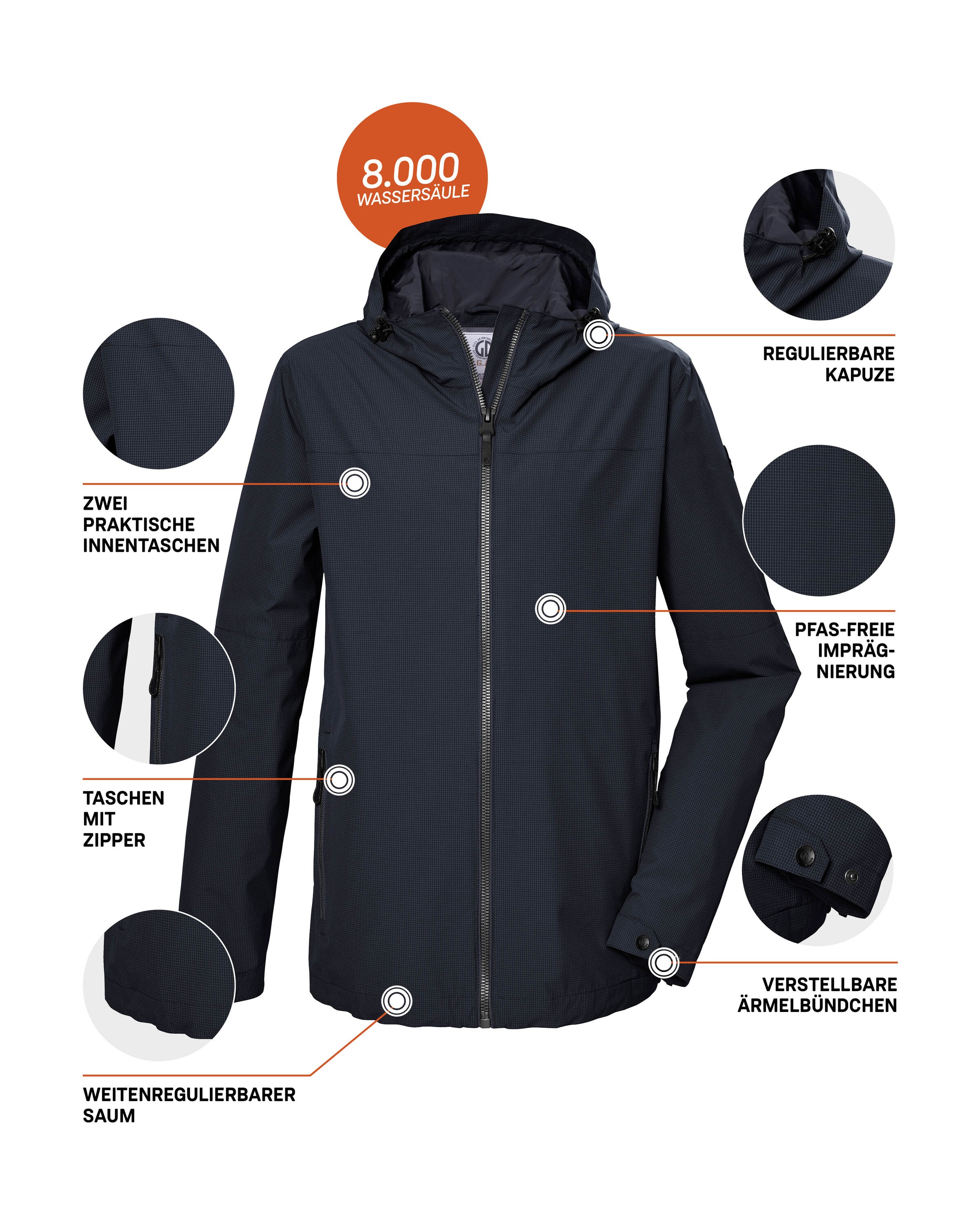 G.I.G.A. DX by killtec Funktionsjacke »GS 80 MN JCKT«, Herrenjacke wasserdicht 8.000 mm, Kapuze, verstellbar