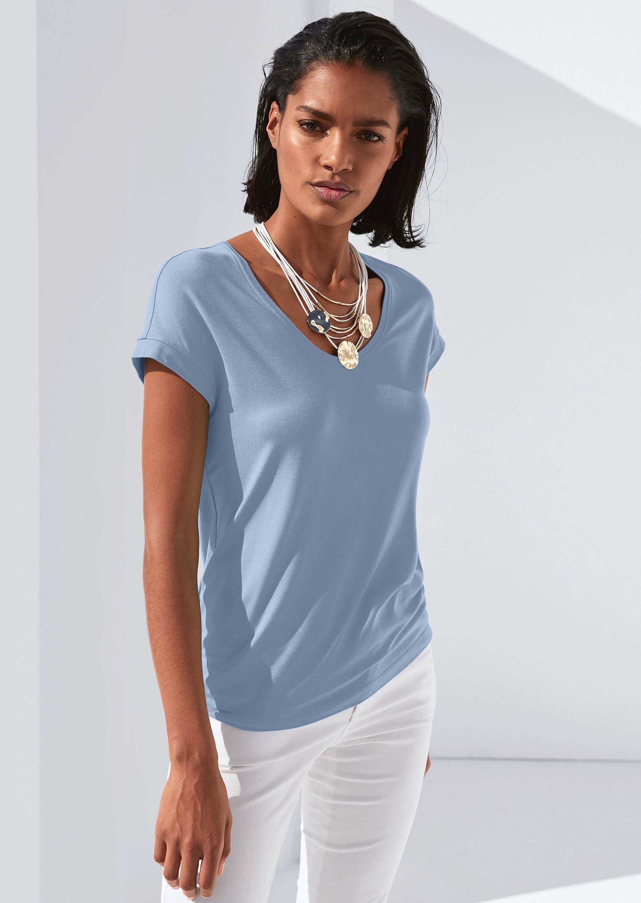 MADELEINE Kurzarmshirt »Jerseybluse Elegantes Viskose-Oberteil«