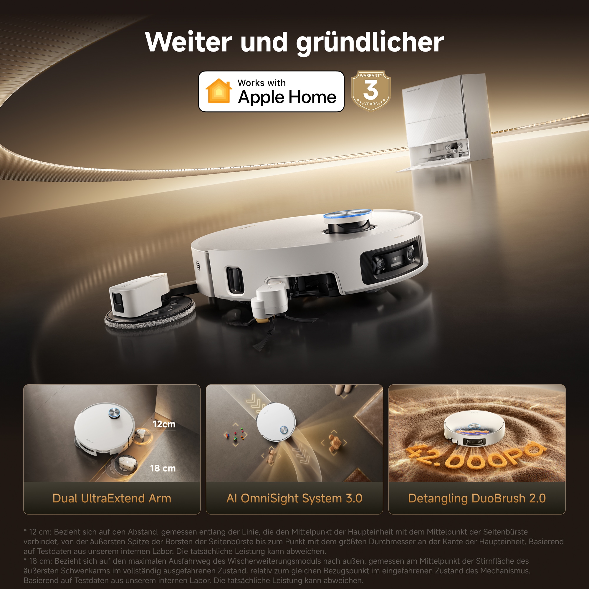 Dreame Saugroboter »X60 Pro Ultra Complete« ausfahrbahre Wisch-Pads, 40°C-Heißwischen, All-in-One-Basisstation