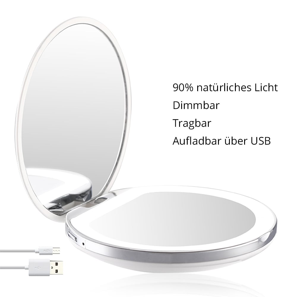 AILORIA Taschenspiegel »Taschenspiegel mit dimmbarer LED-Beleuchtung (USB) MAQUILLAGE«