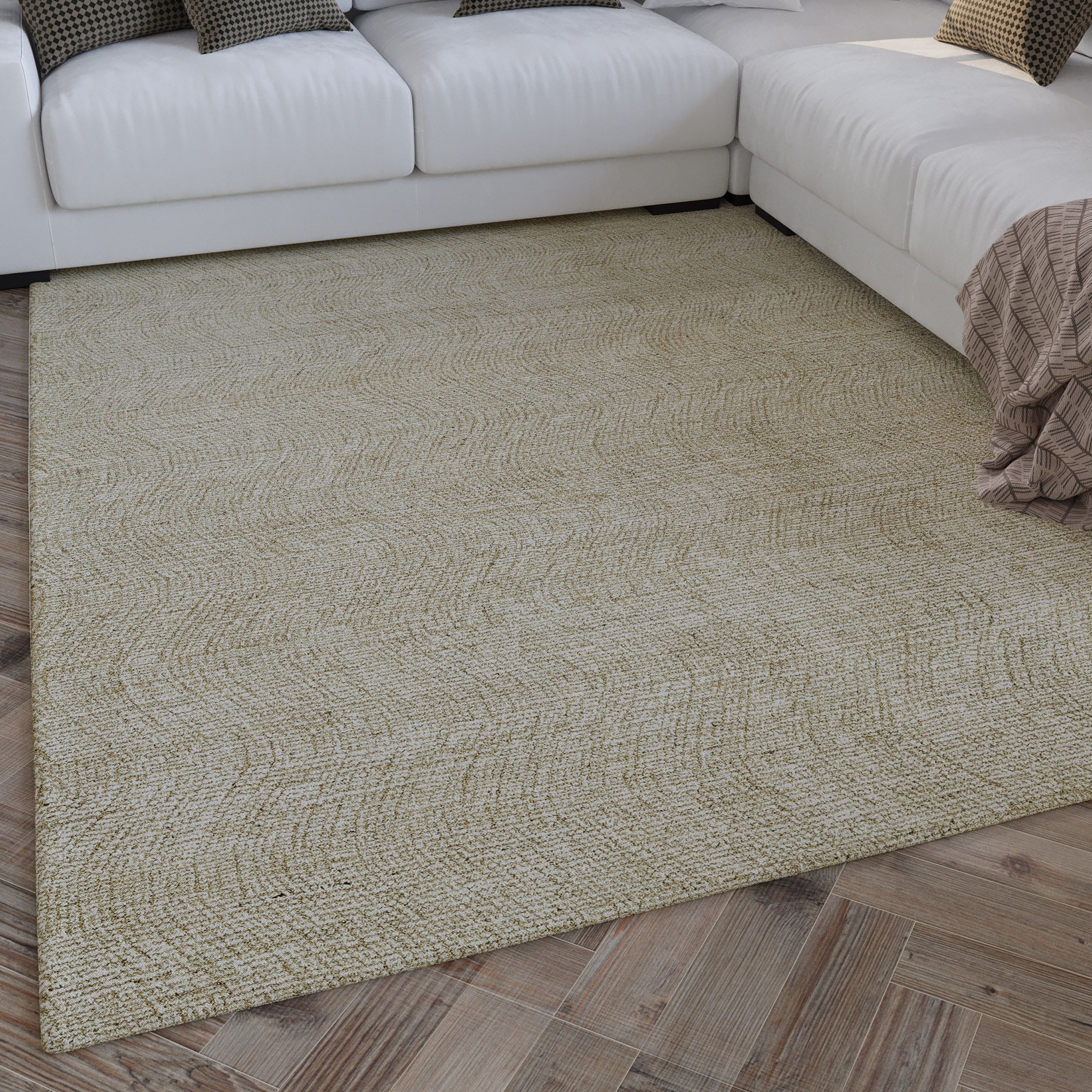 Wecon home "Hamptons THIRTEEN" rechteckig 10 mm Höhe Läufer, Schurwolle, Kurzflor, Wohnzimmer, Schlafzimmer, elegant, Welle