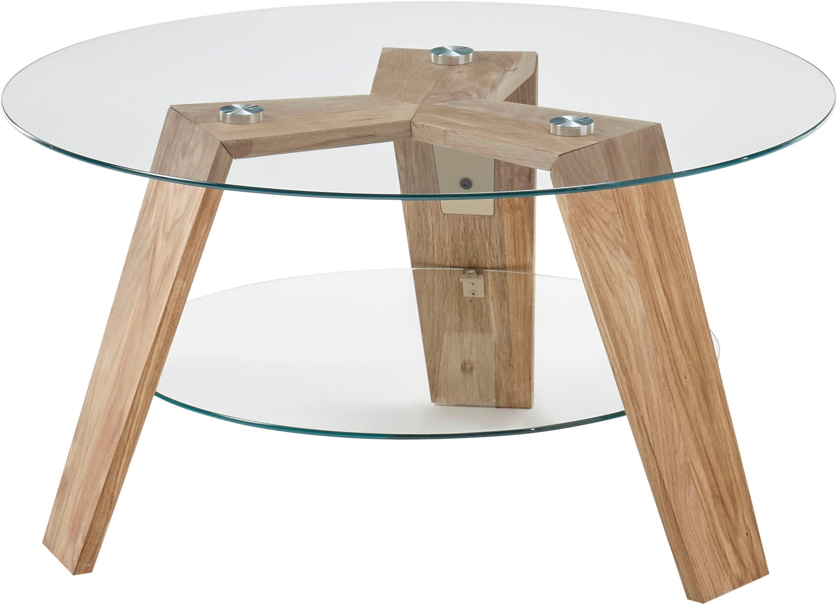 MCA furniture Couchtisch »Lublin«, Glas Ablageboden, Massiv | 1 BAUR Eiche mit kaufen Gestell