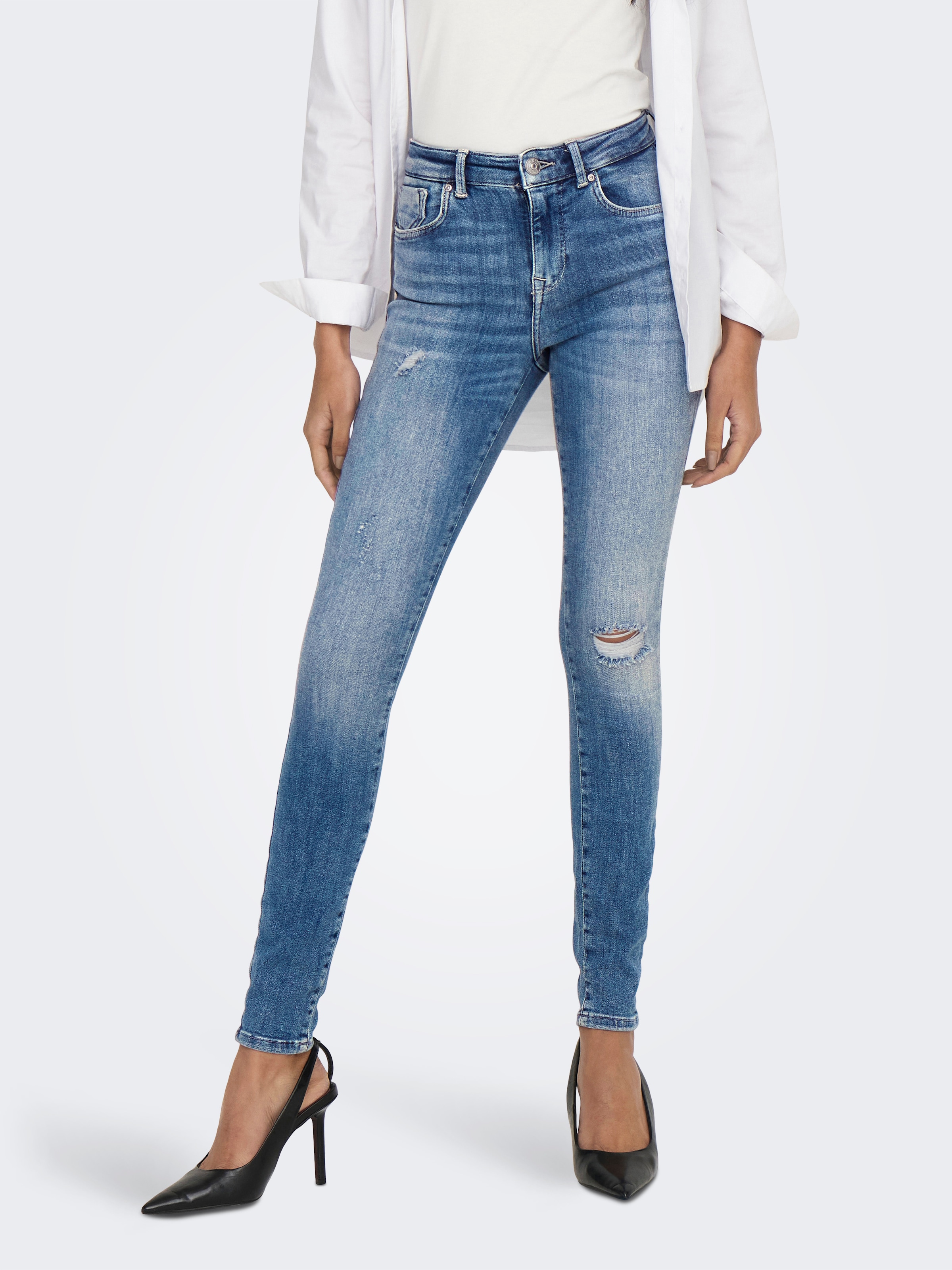 ONLY "ONLPOWER LIFE MID PUSH" Baumwollmischung, skinny fit, regular waist