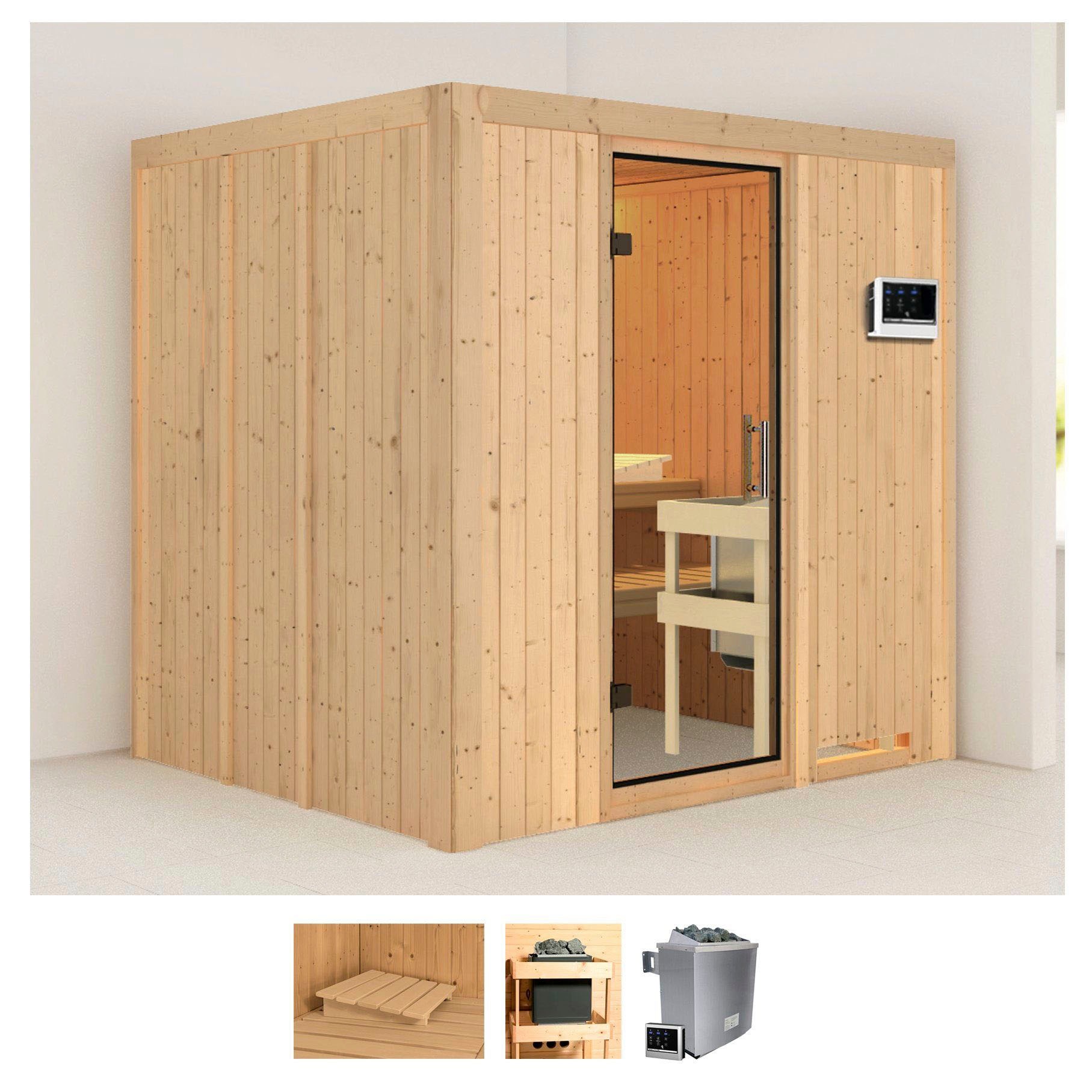 KARIBU Sauna "Sodin", Saunaofen, externe Steuerung, 9 kW, beige, Saunen, 9 KW-Ofen mit externer Steuerung