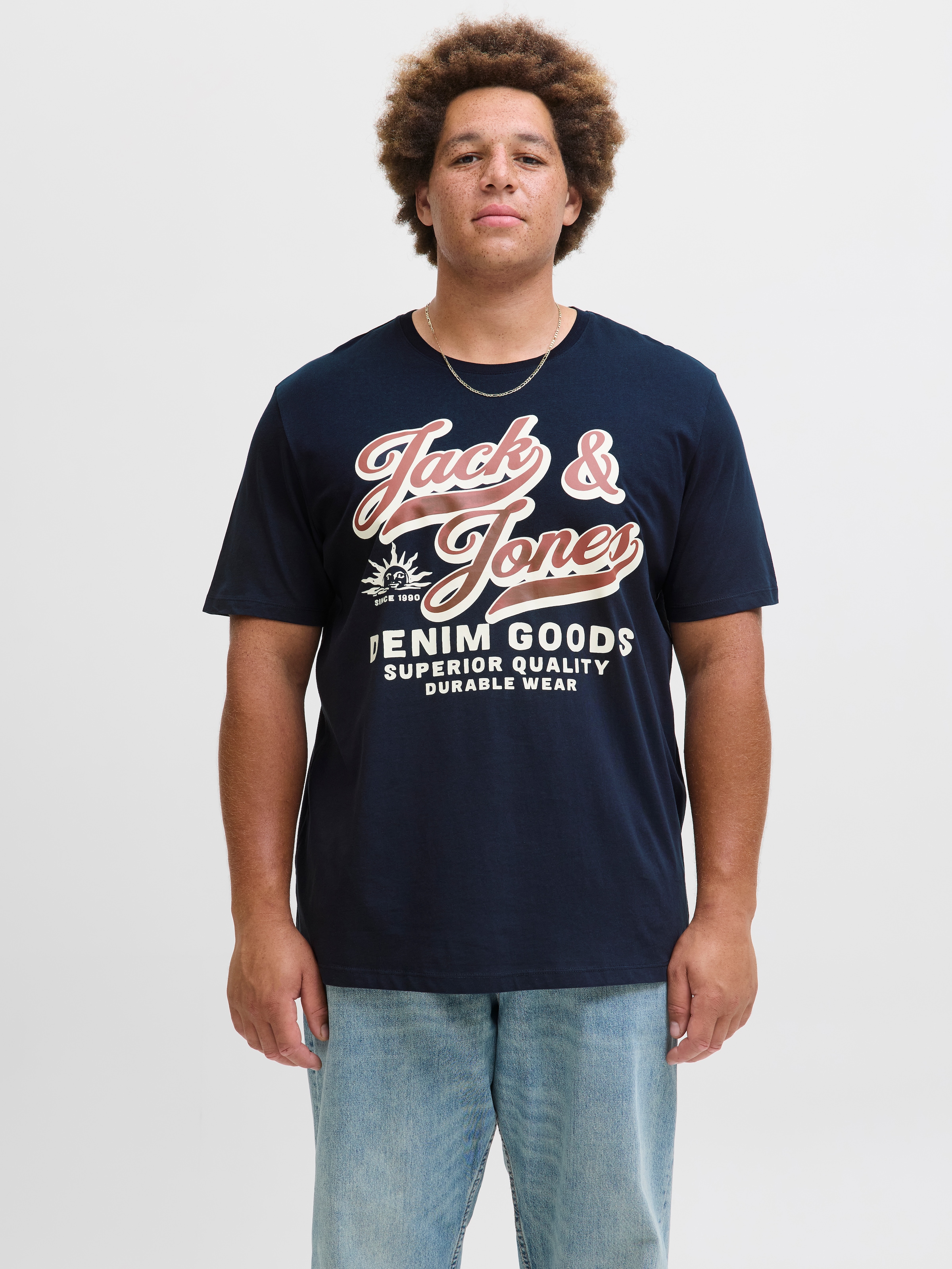 Jack & Jones PlusSize T-Shirt »JJELOGO TEE SS 2 COL AW25 3PK MP PLS«, (Packung, 3 tlg.)