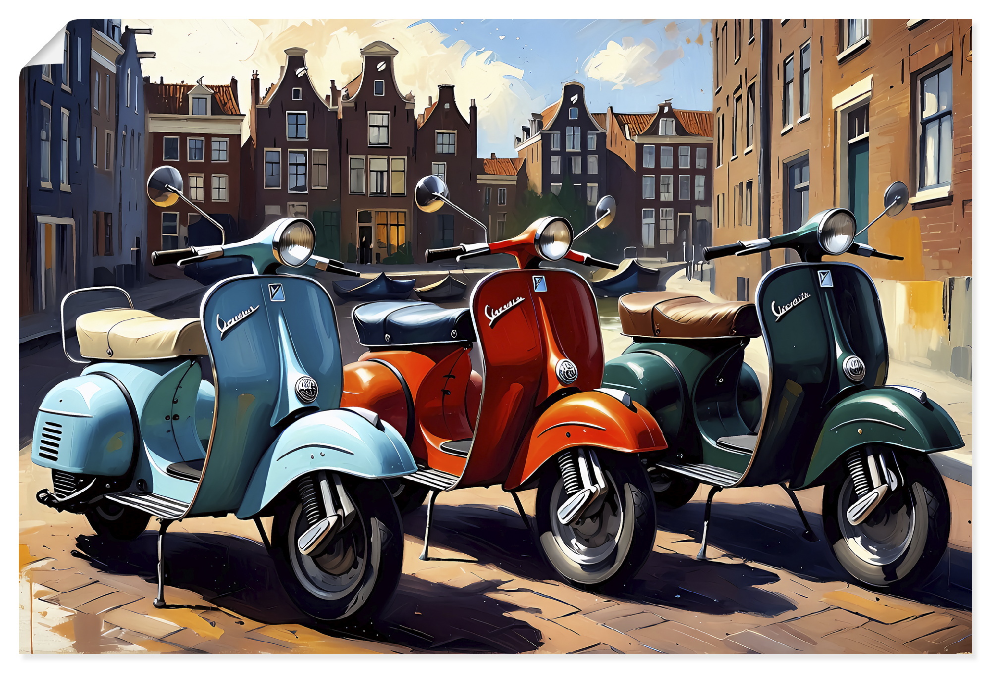 Artland Wandbild "Mit dem Motorroller nach Amsterdam" 1 Stk. tlg. als Alubild, Leinwandbild, Poster, Wandaufkleber in verschied. Größen