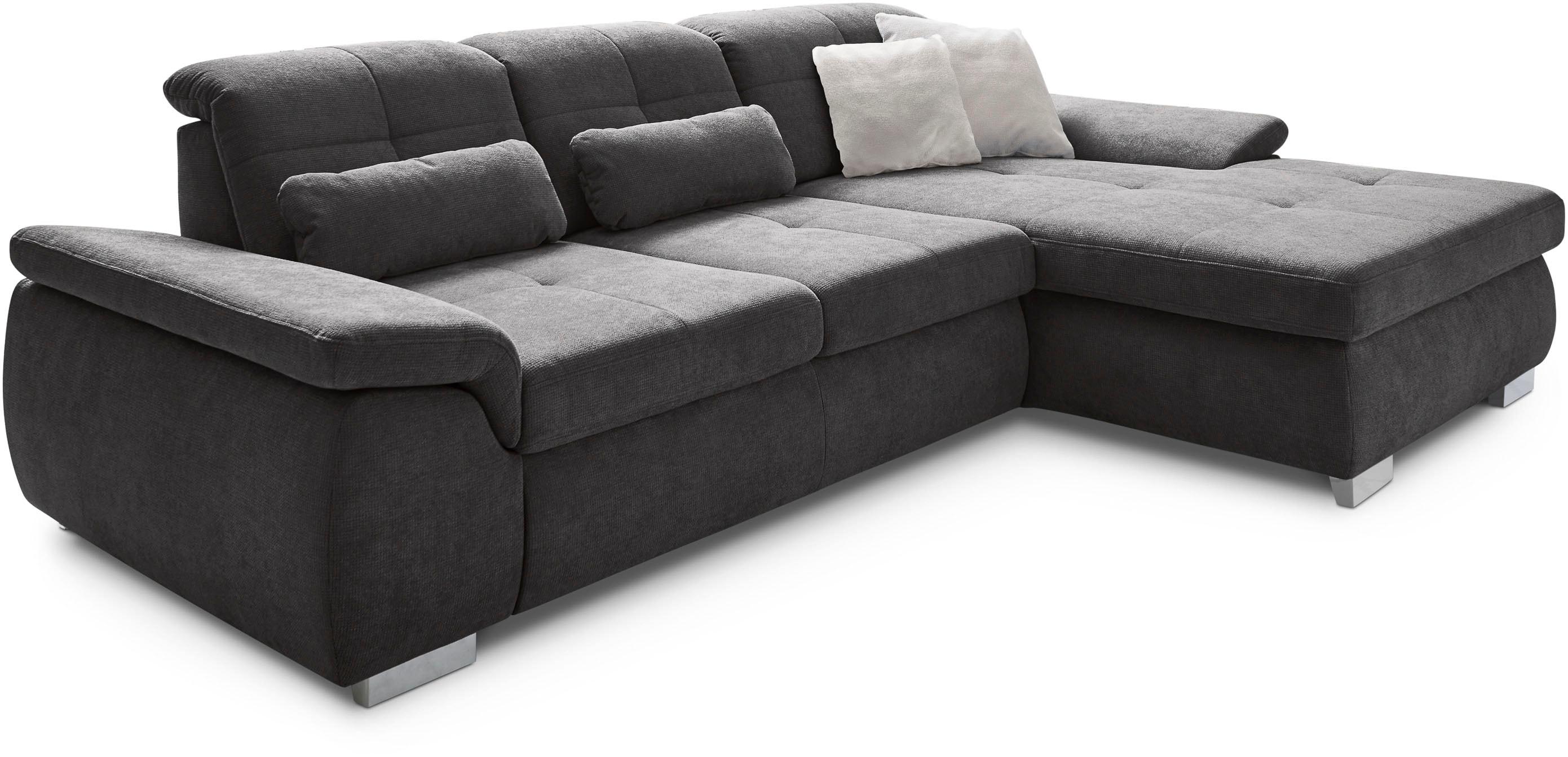 Die PlanBar Ecksofa "MP-IN16037 L-Form, Breite 289 cm, mit Kaltschaum-Polsterung" mit Sitztiefenverstellung & Zierkissen