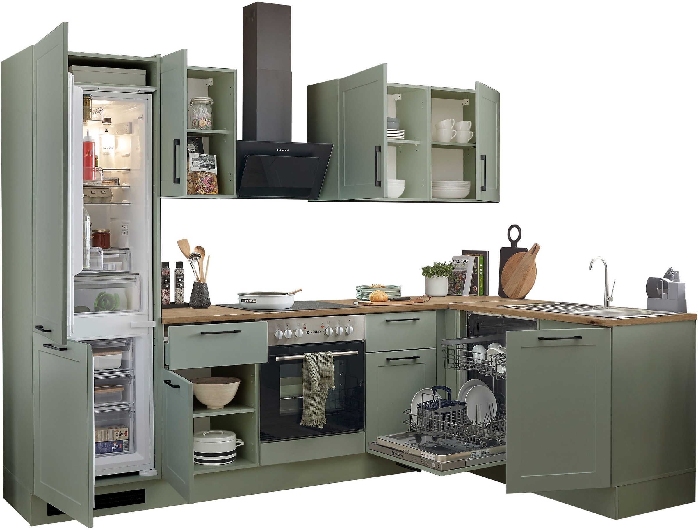 BASIC by Balculina Winkelküche »Marsi«, Stellmaße 280x175 cm, wahlweise mit E-Geräten, mit Soft-Close-Funktion