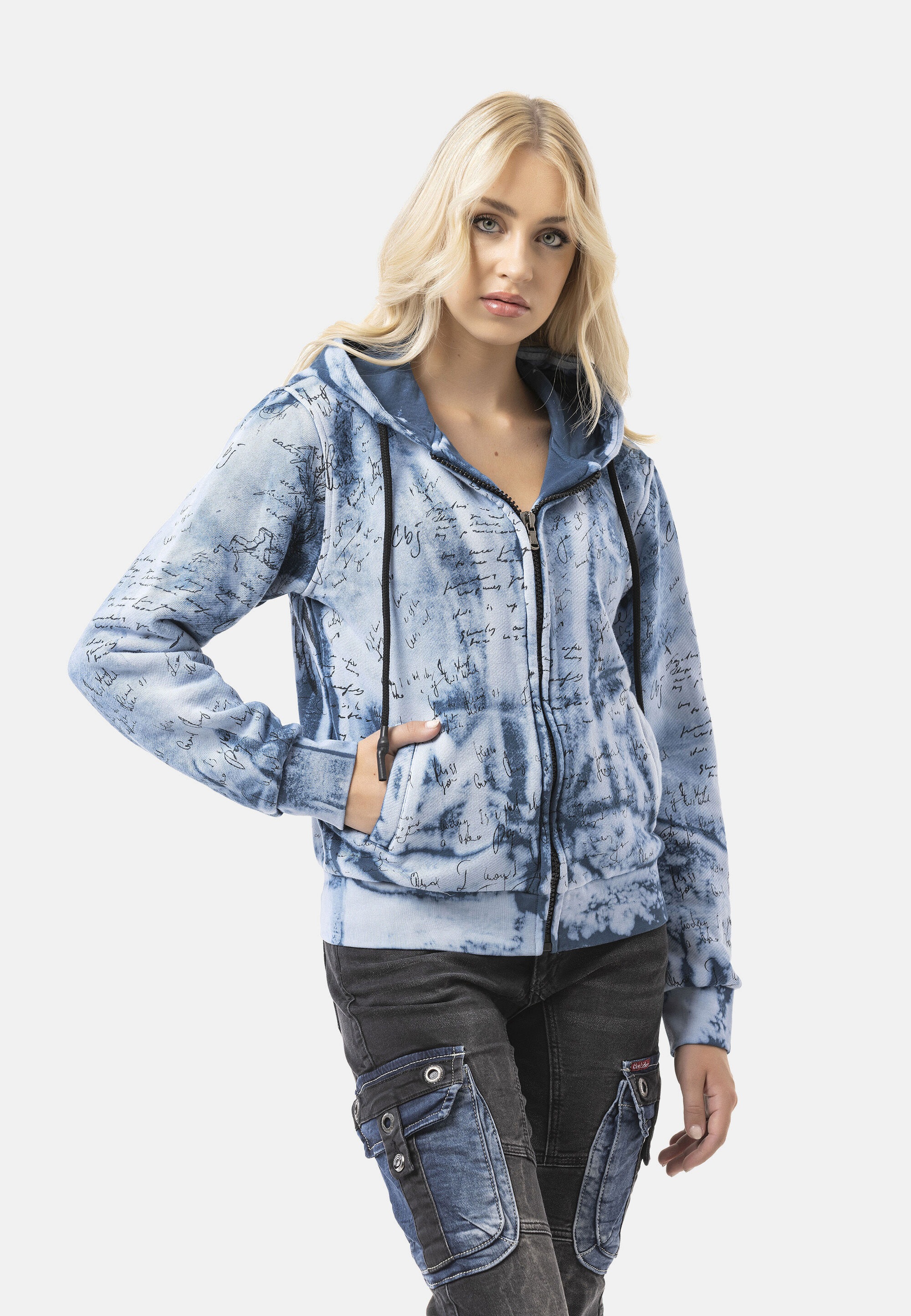 Cipo & Baxx Sweatjacke »WL379« 1 tlg. ausdrucksstarkes Tie-Dye-Muster, kombiniert mit Rückenprint