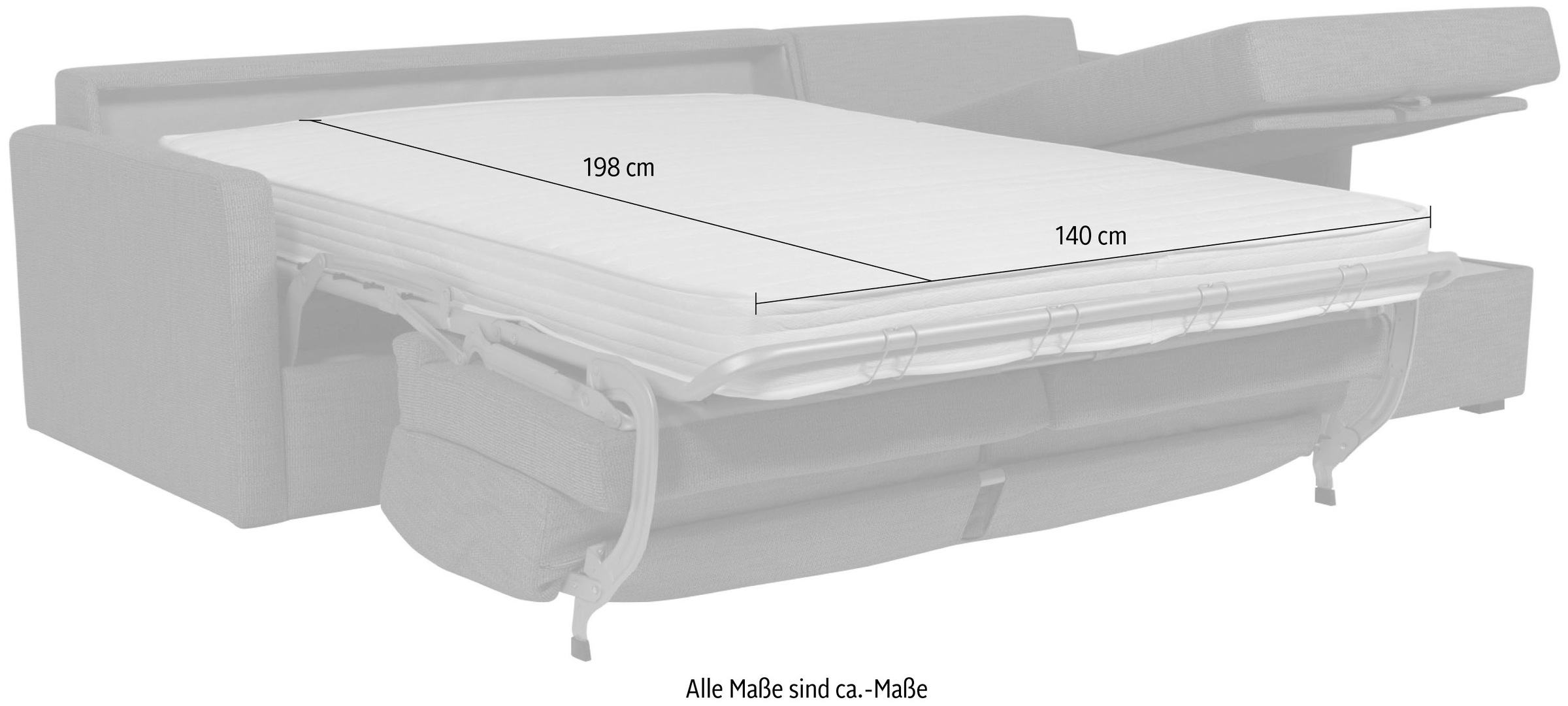 Places of Style Schlafsofa »GOLDPOINT Ecksofa 264 cm, Liegefläche (140/200cm), L-Form,«, Bettfunktion, Bonell-Federkernmatratze und Dauerschläfer-Funktion